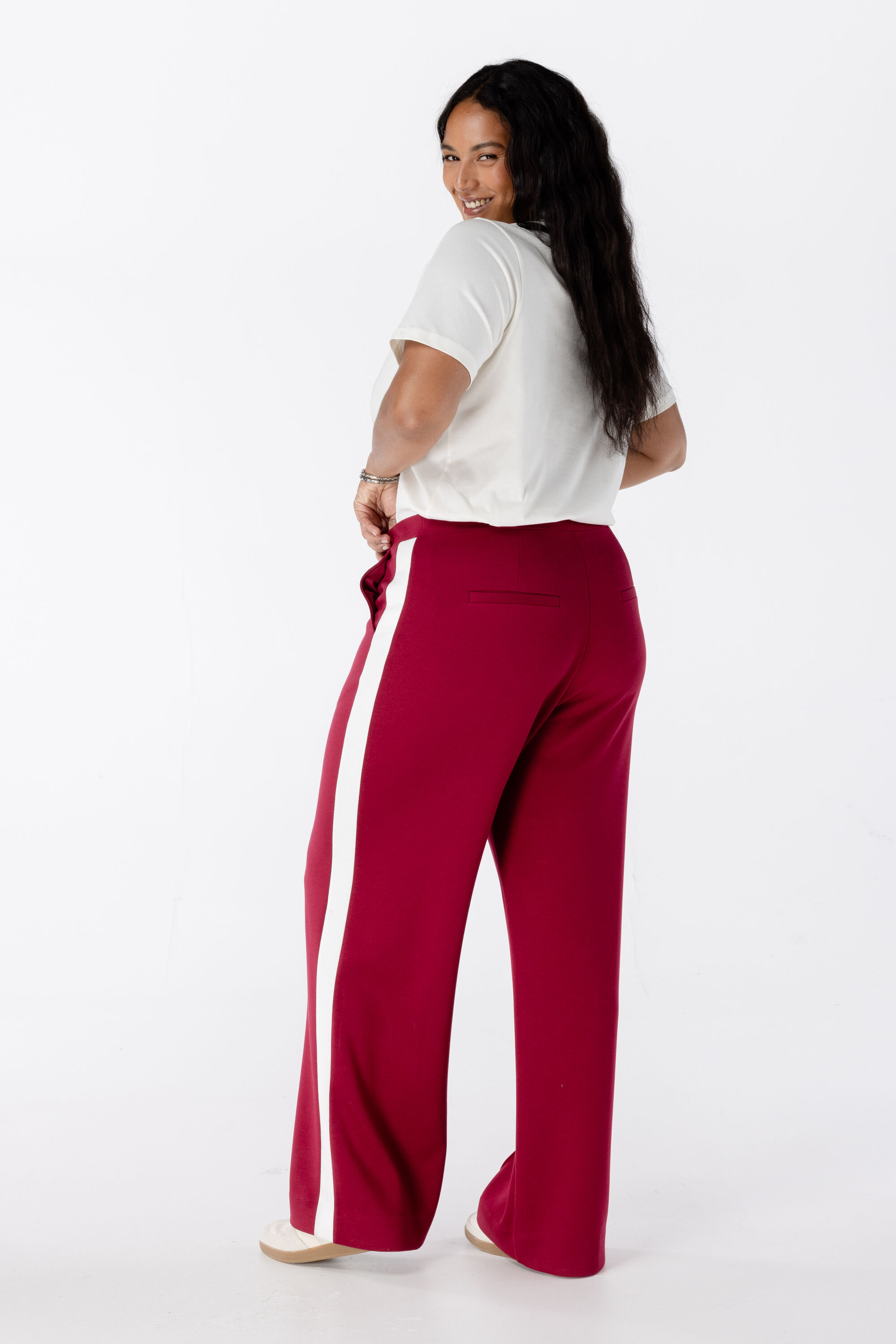 Wijde pantalon met contraststreep image number 3