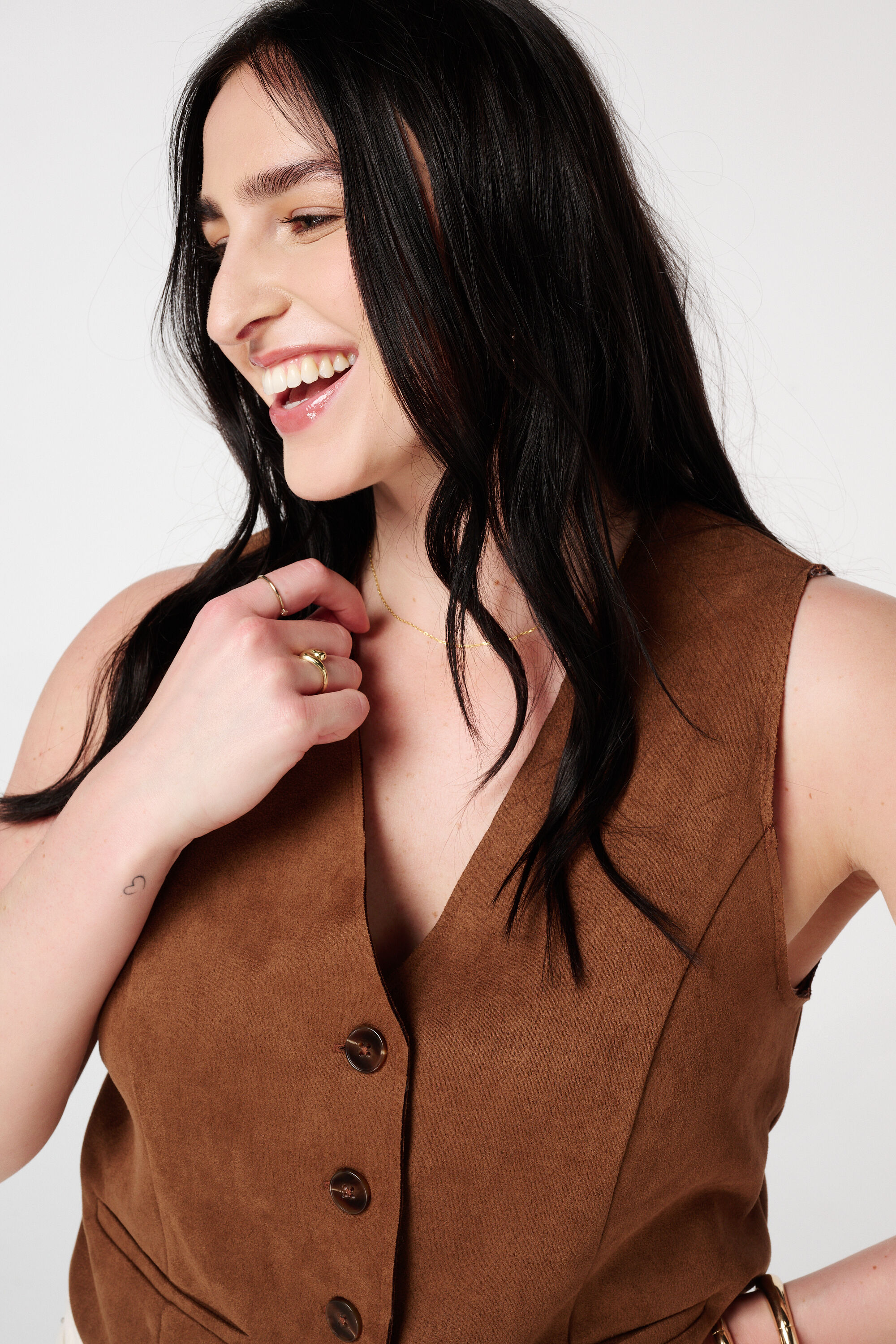 Gilet van su&egrave;delook stof met knoopsluiting image number 4