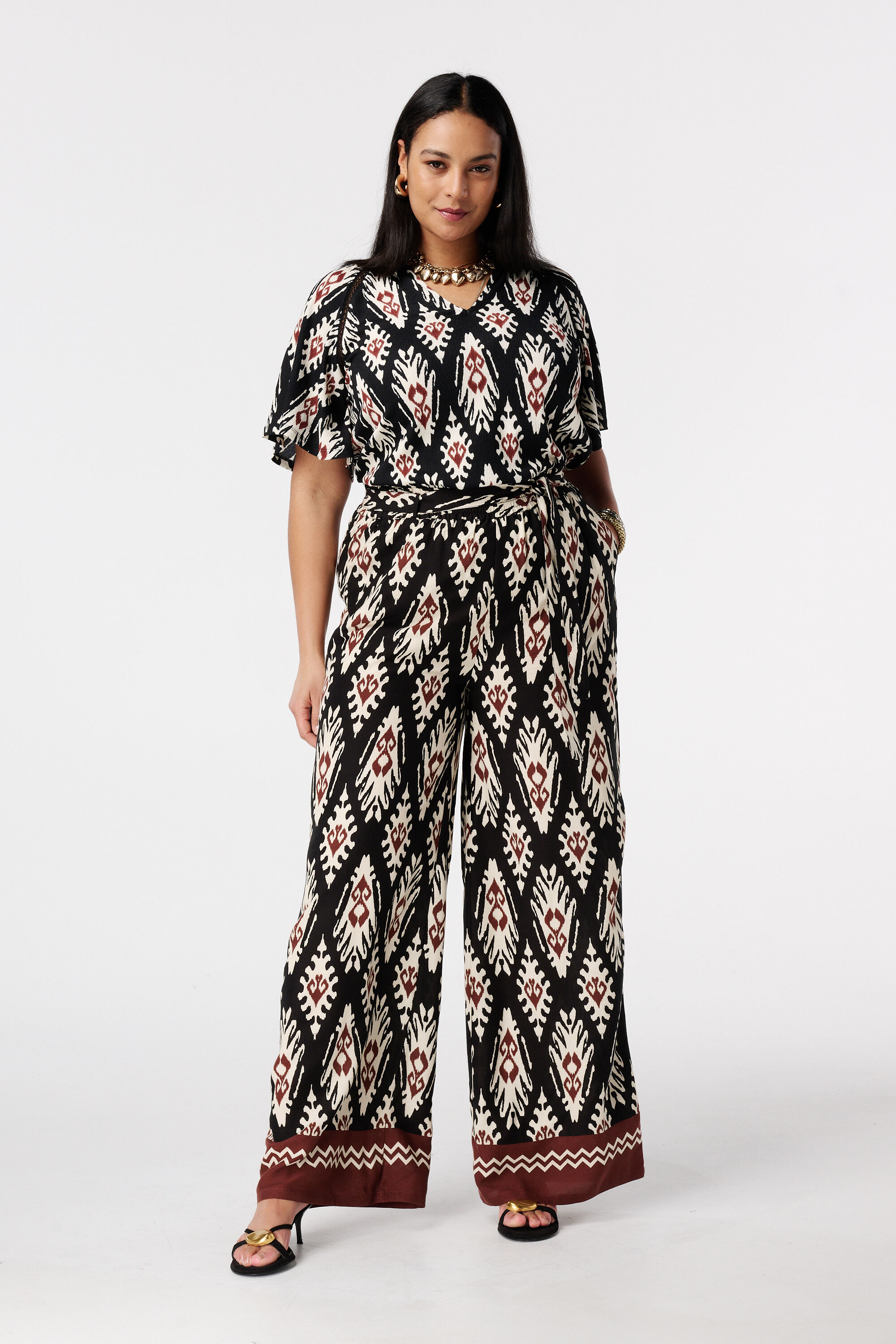 Wide leg broek met print