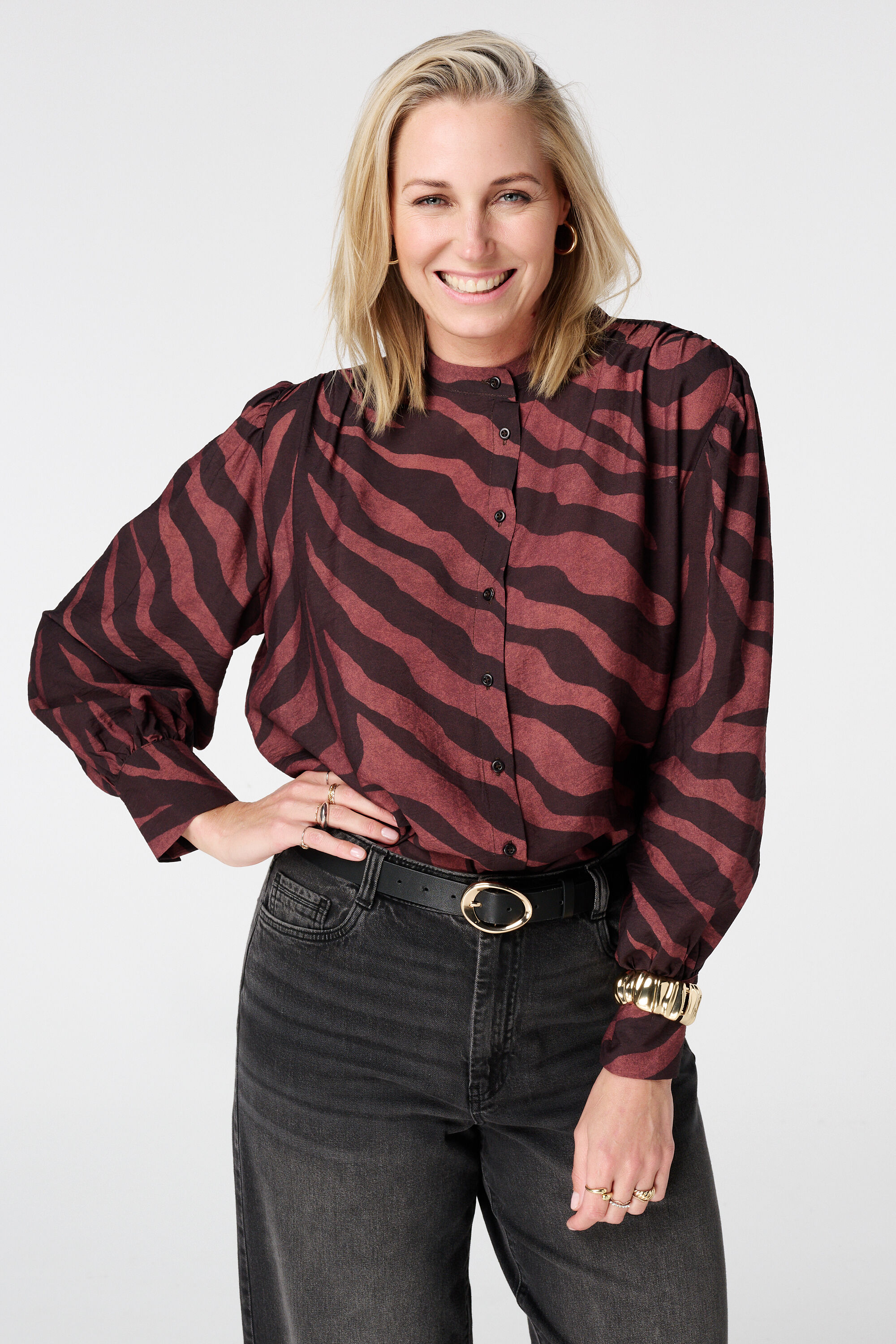 Riem van imitatieleer met gouden gesp