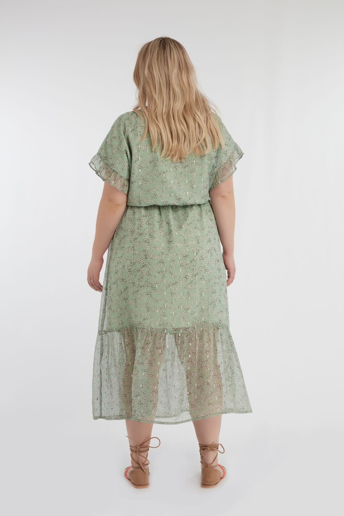 Jurk met bloemen print en volants image number 5