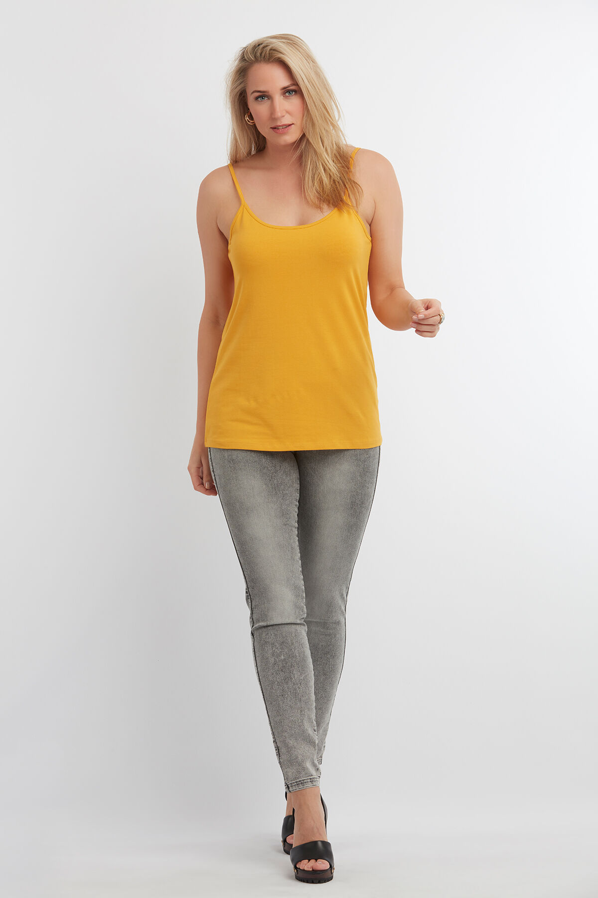 Katoenen singlet met spaghettibandjes image number 3