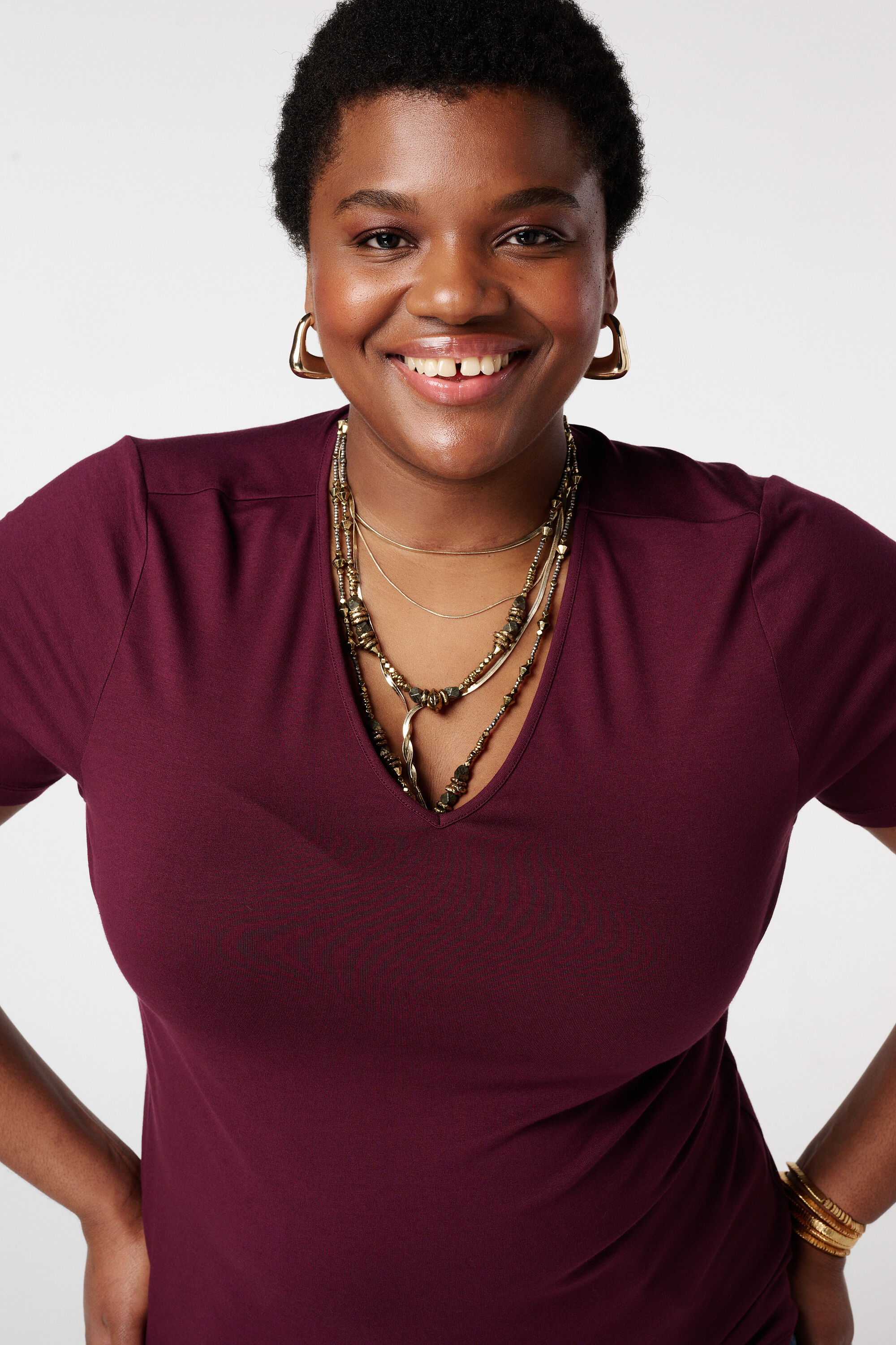 T-shirt met V-hals image number 4