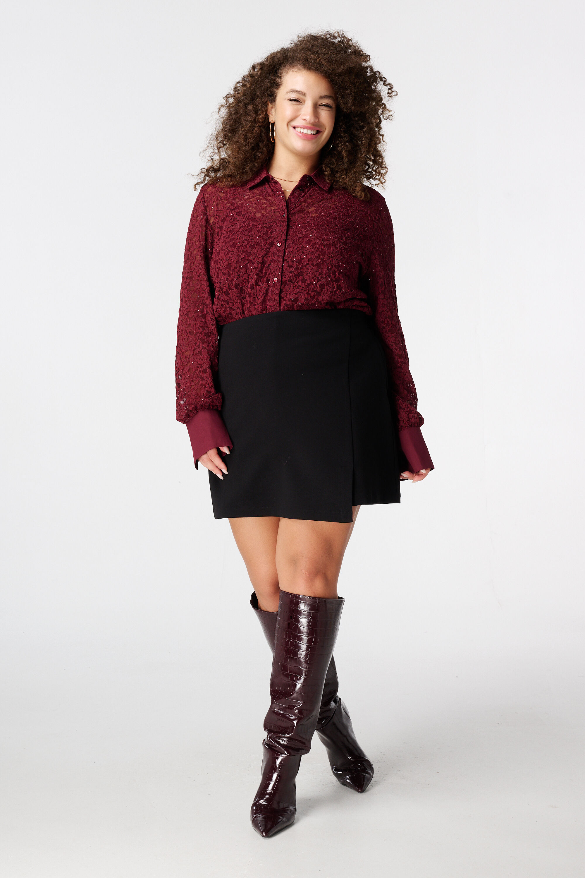 Rokje met overslag look en elastische taille