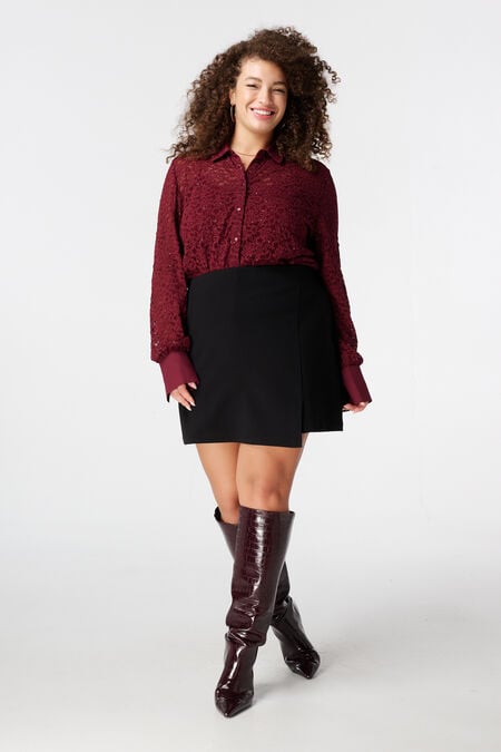 Rokje met overslag look en elastische taille Rokje met overslag look en elastische taille