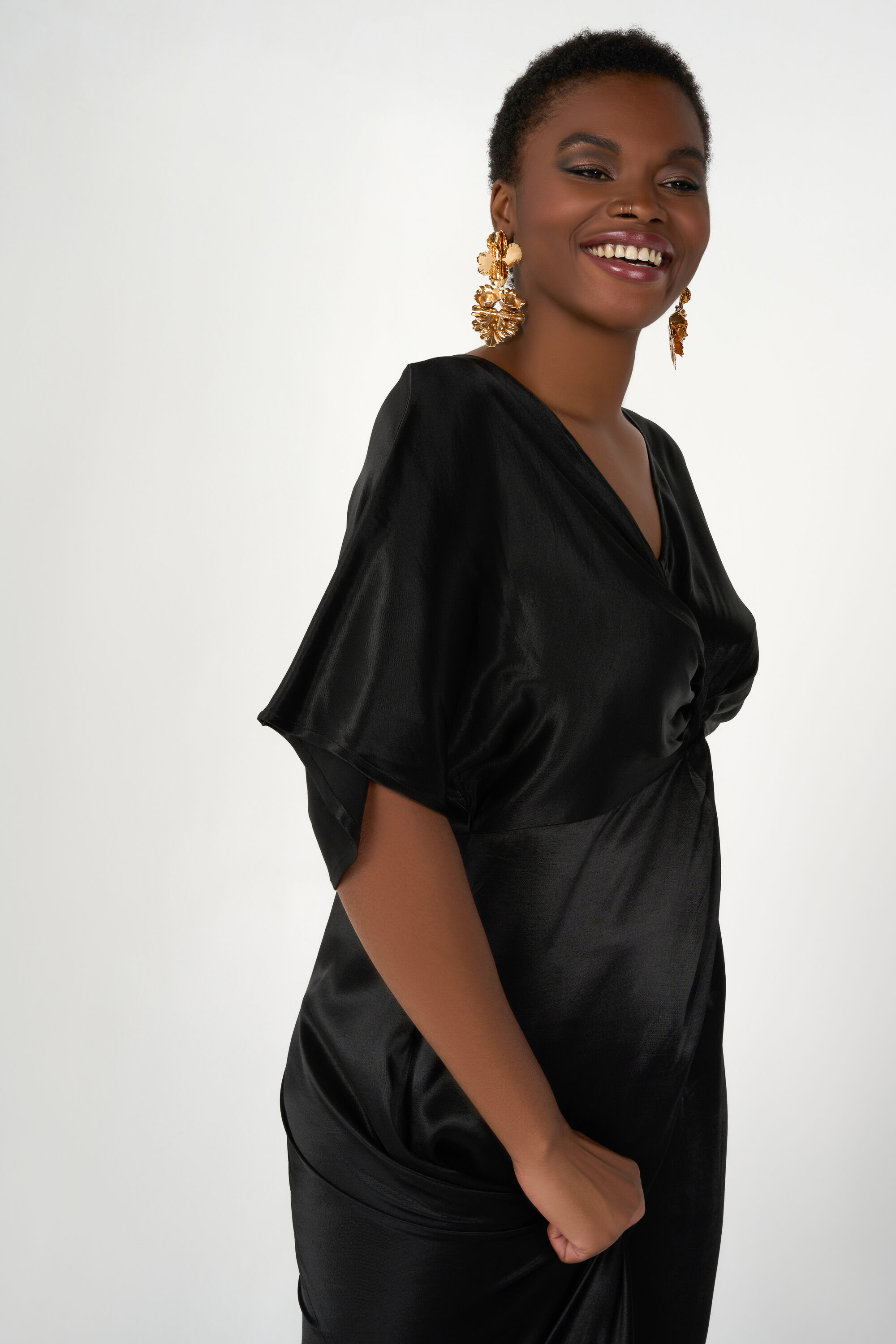 Maxi jurk met satijn image number 5