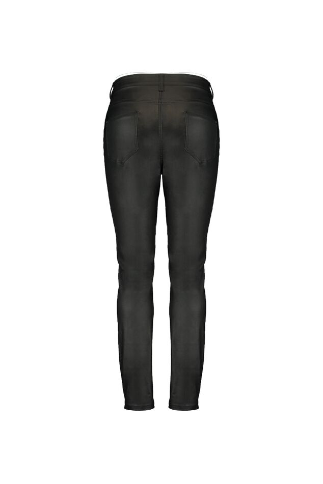 Slim leg broek met coating en studs image number 2
