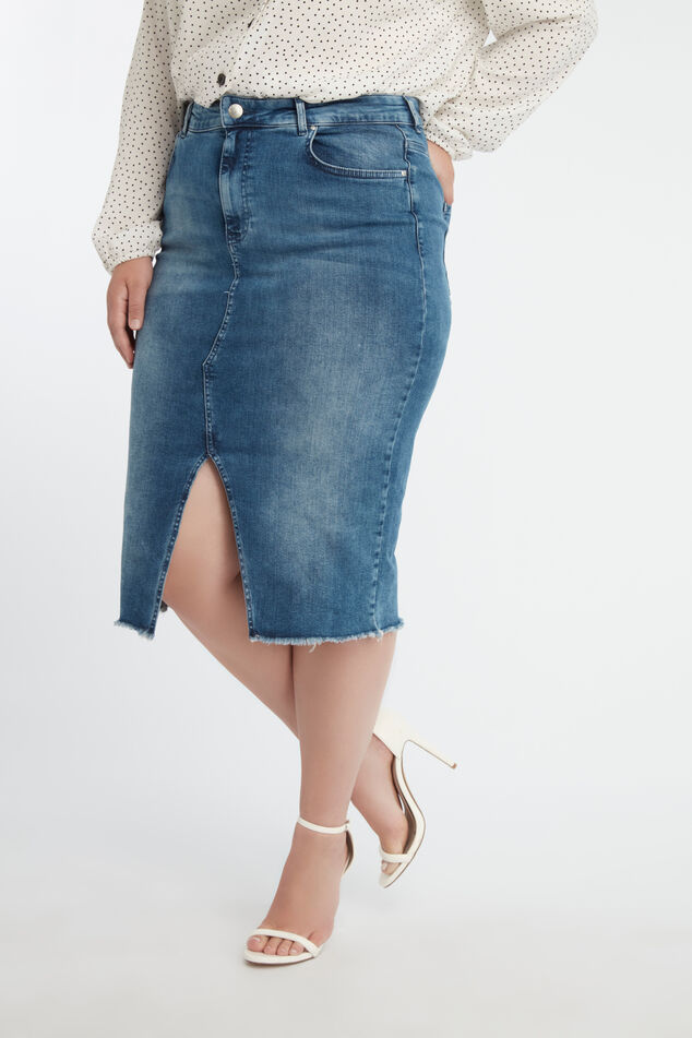 Denim rok met split image number 3