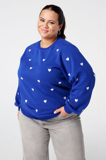 Sweater met geborduurde hartjes en ballonmouwen Sweater met geborduurde hartjes en ballonmouwen