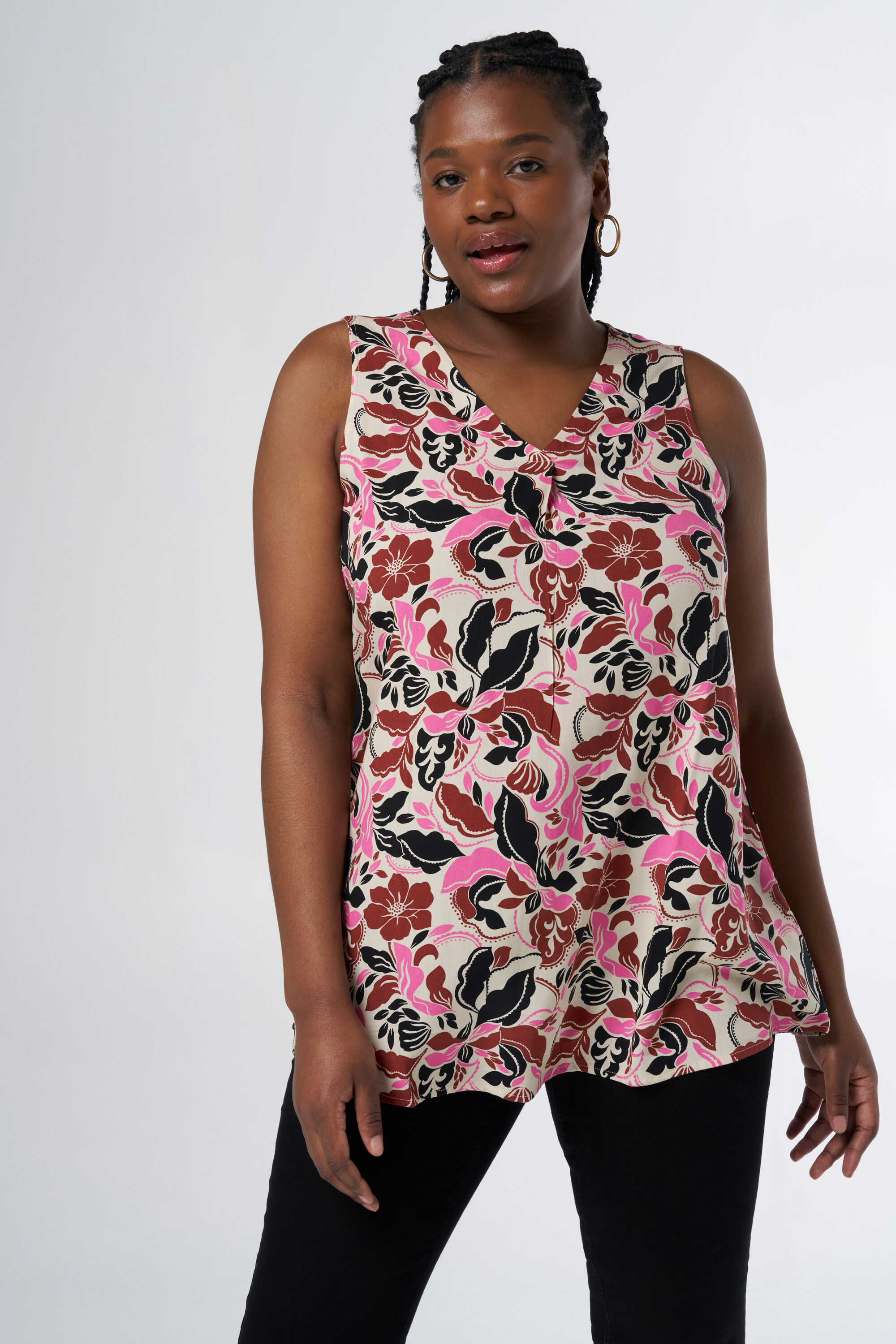 Mouwloze blouse met print image number 5