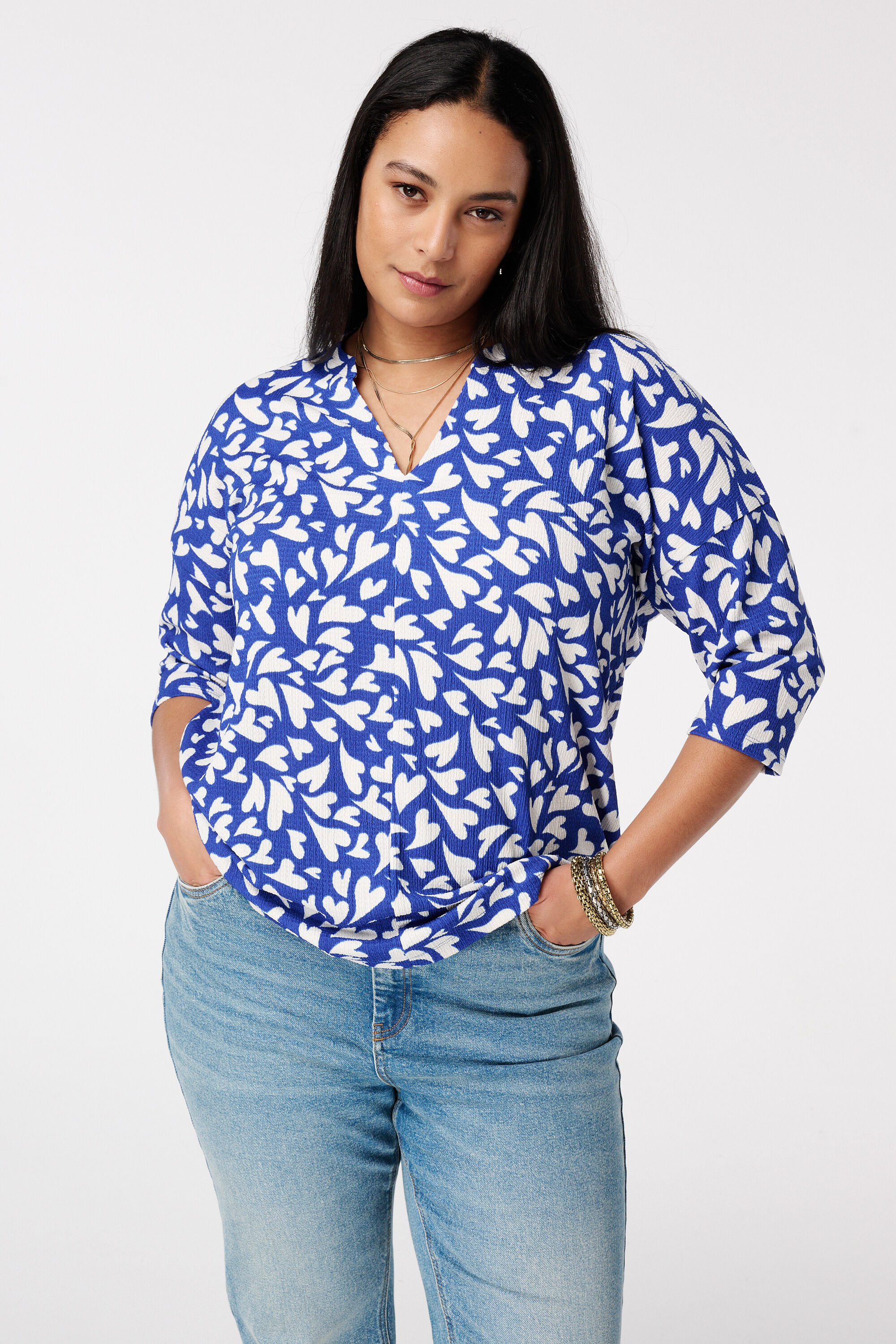 Top met driekwart mouwen