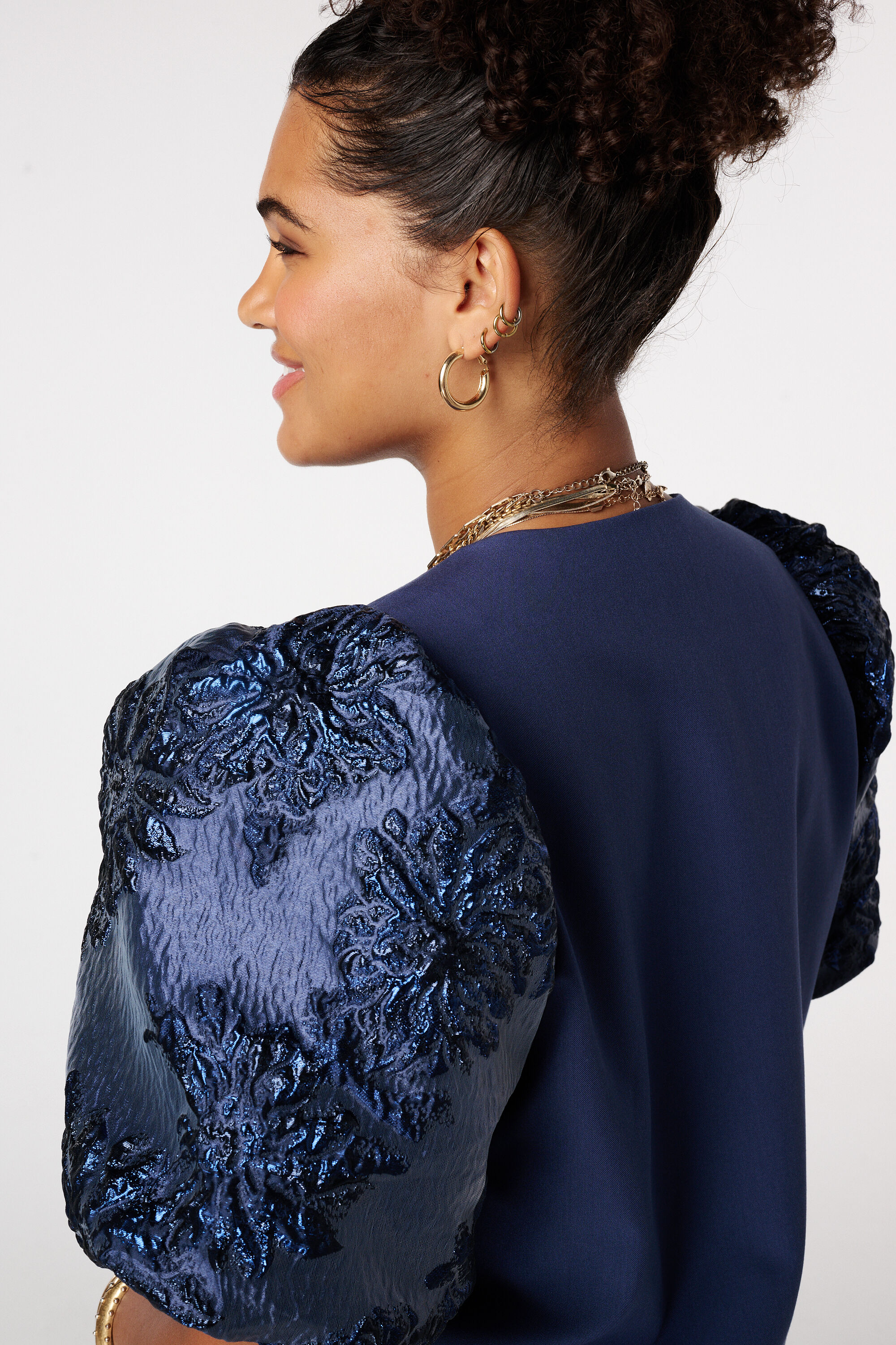 Top met jacquard mouwen image number 4