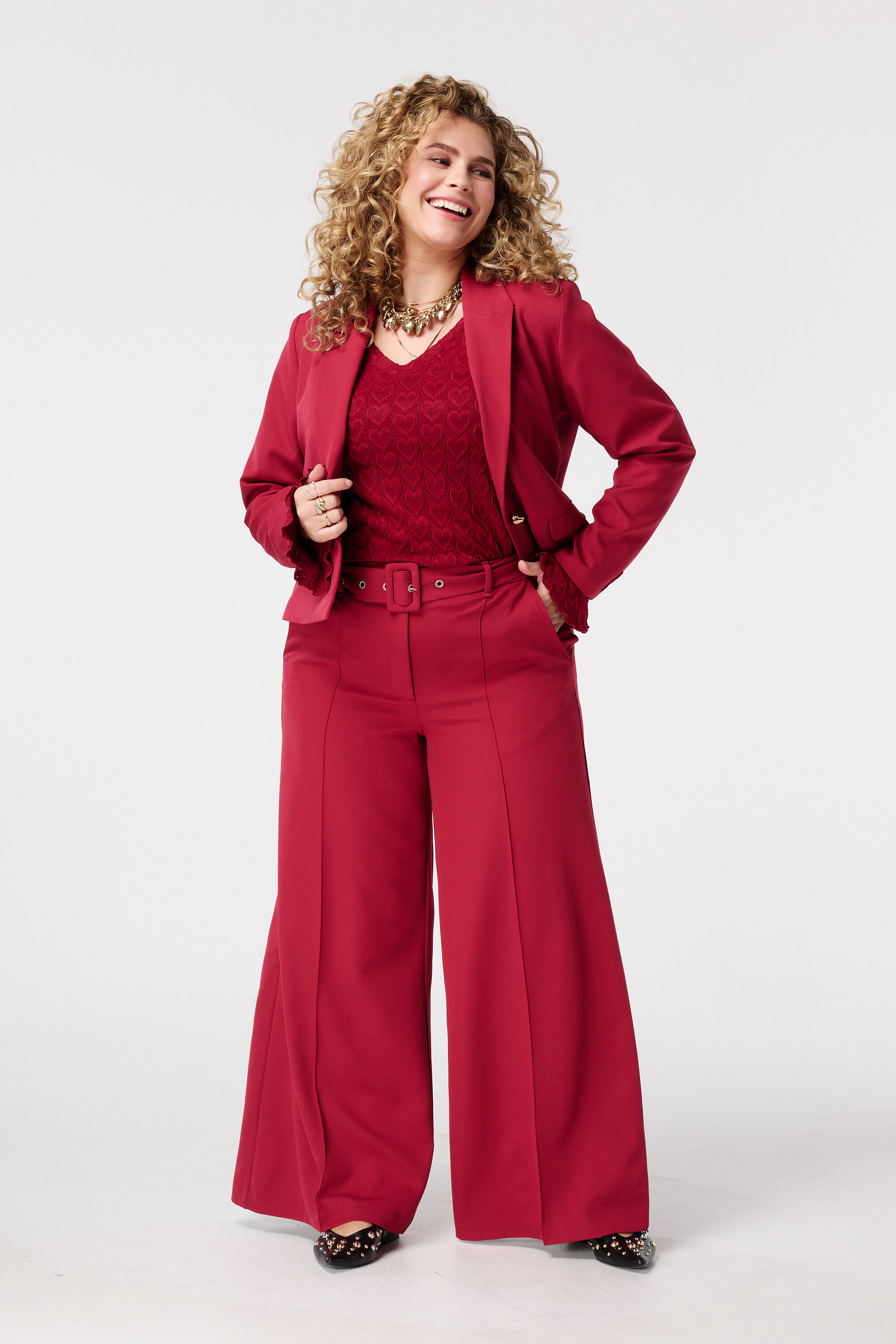 Wide leg broek met ceintuur