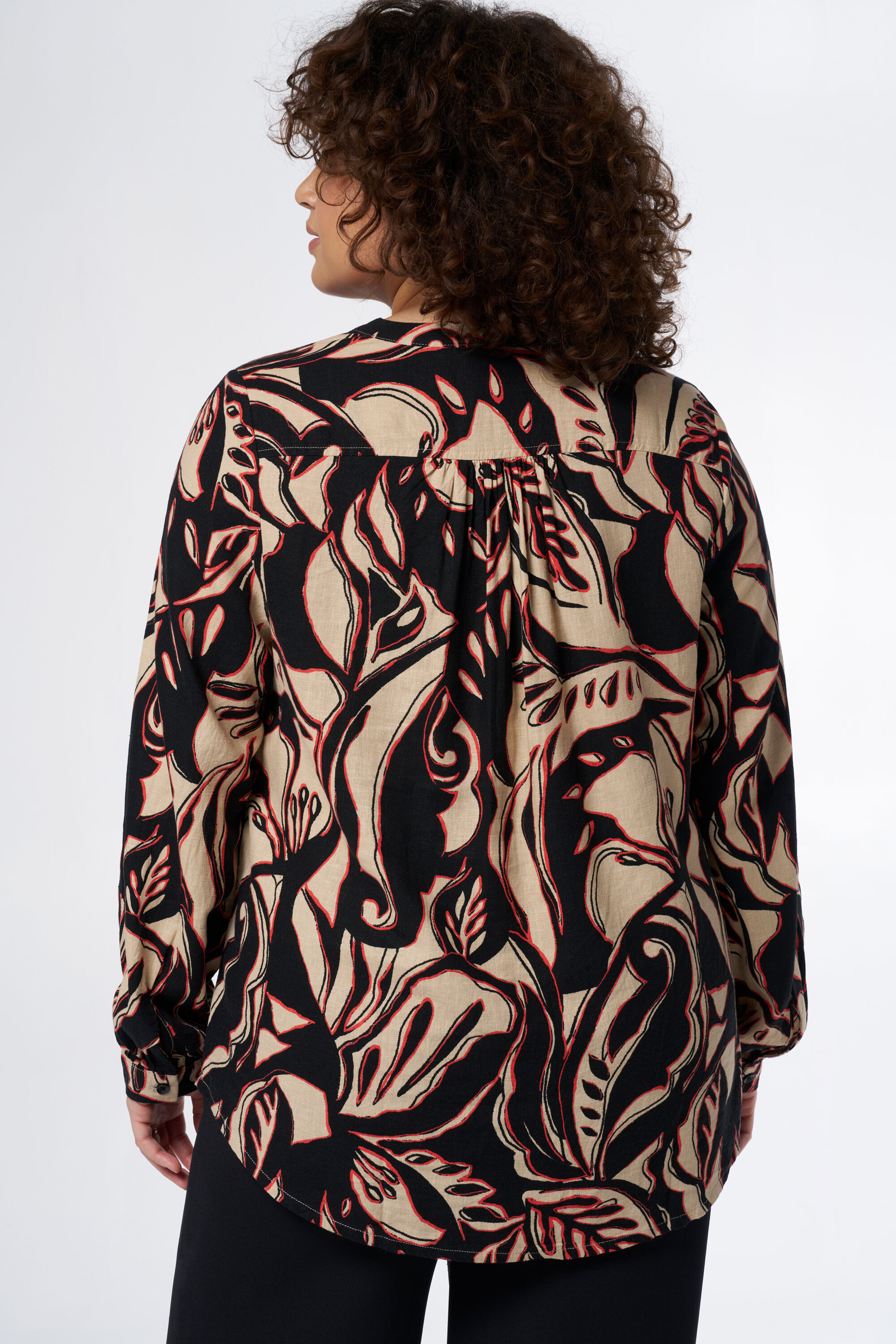 Linnen blouse met print image number 3