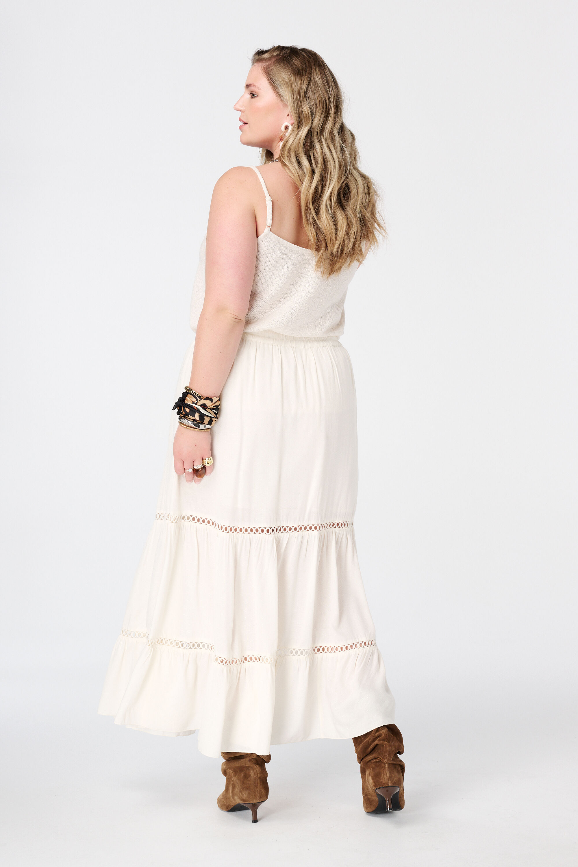 Maxi rok met kanten details image number 1