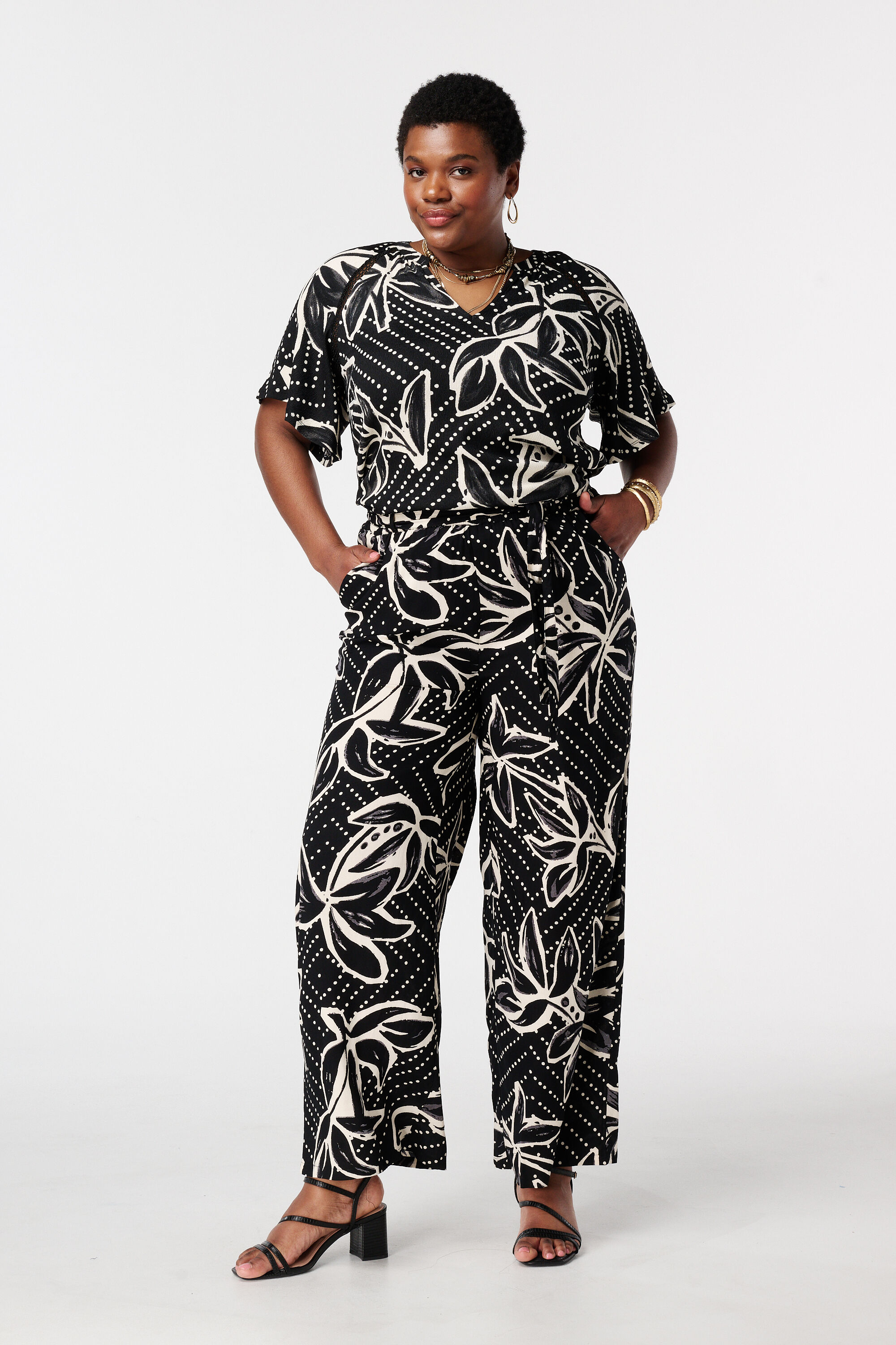 Wide leg broek met print