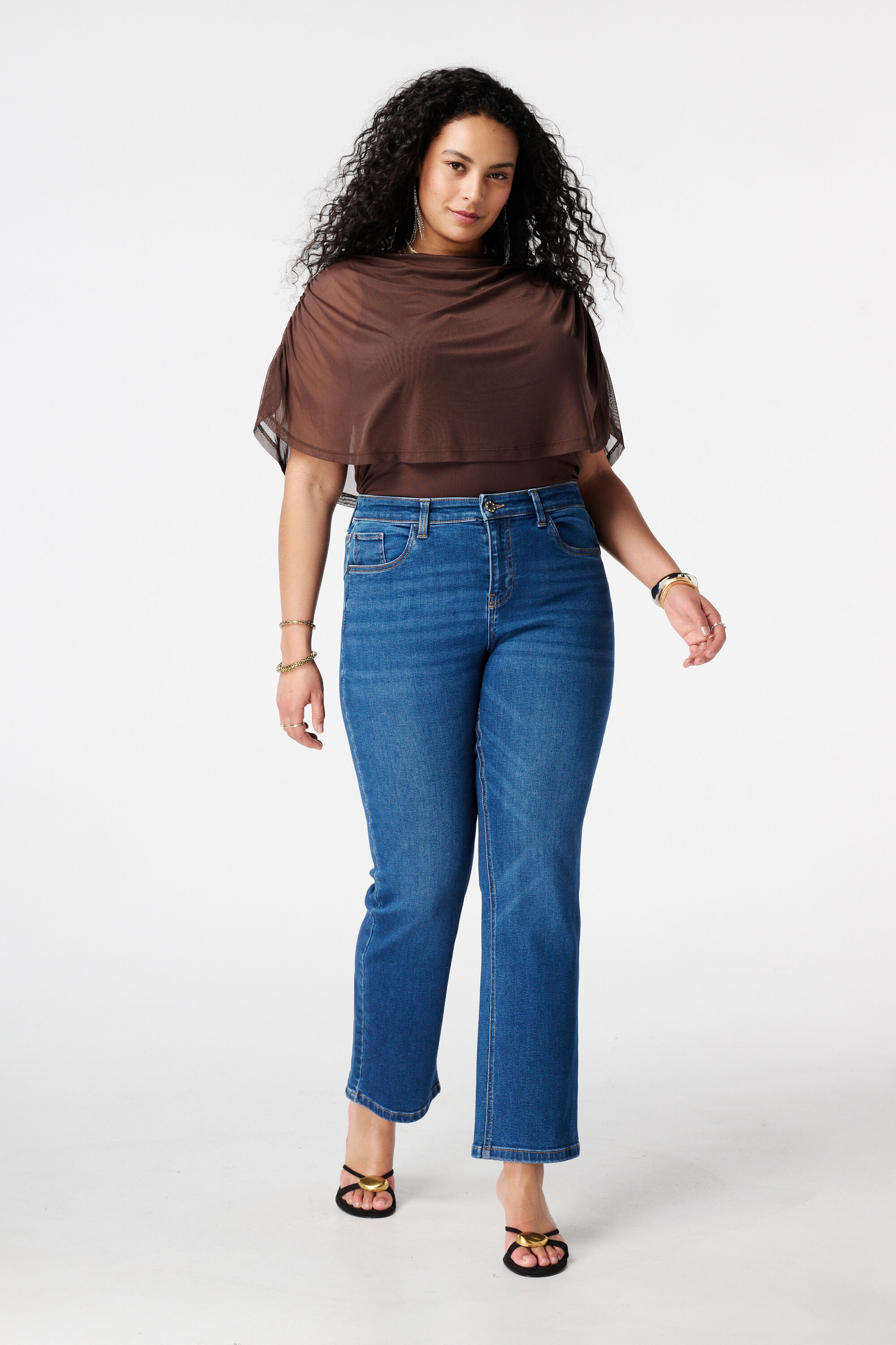 Straight leg jeans met mid waist