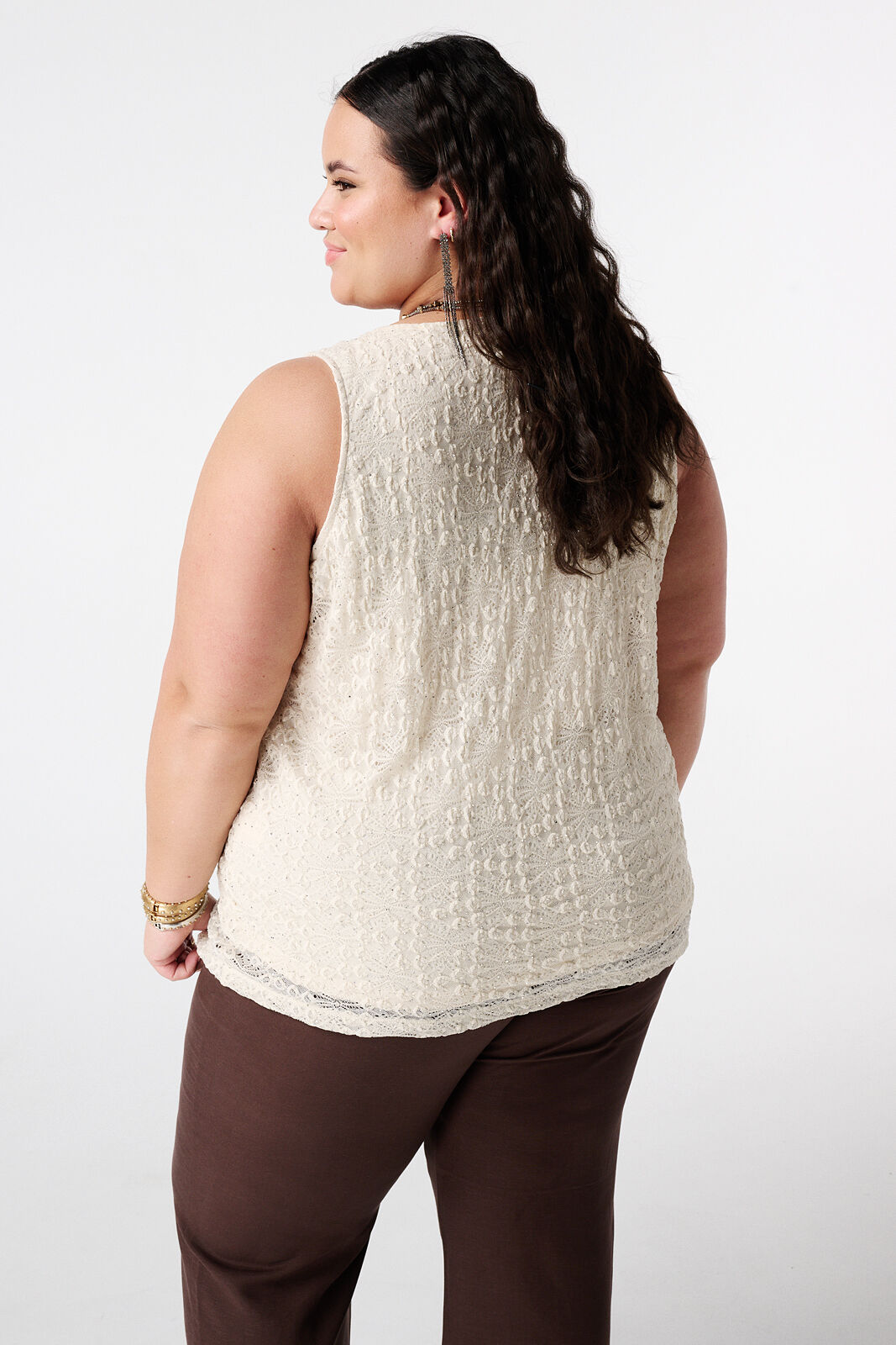 Kanten top met steentjes image number 3