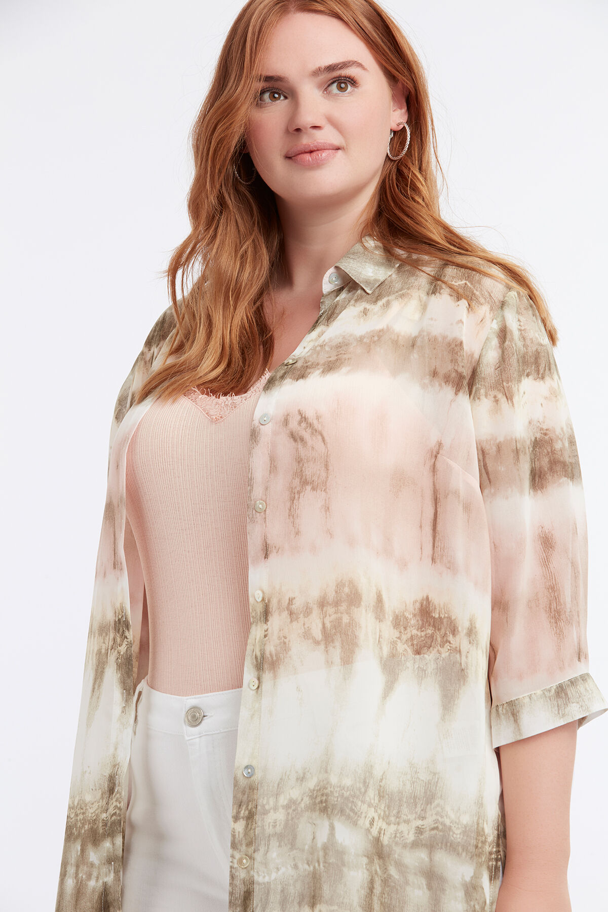 Transparante blouse met tie-dye print image number 4