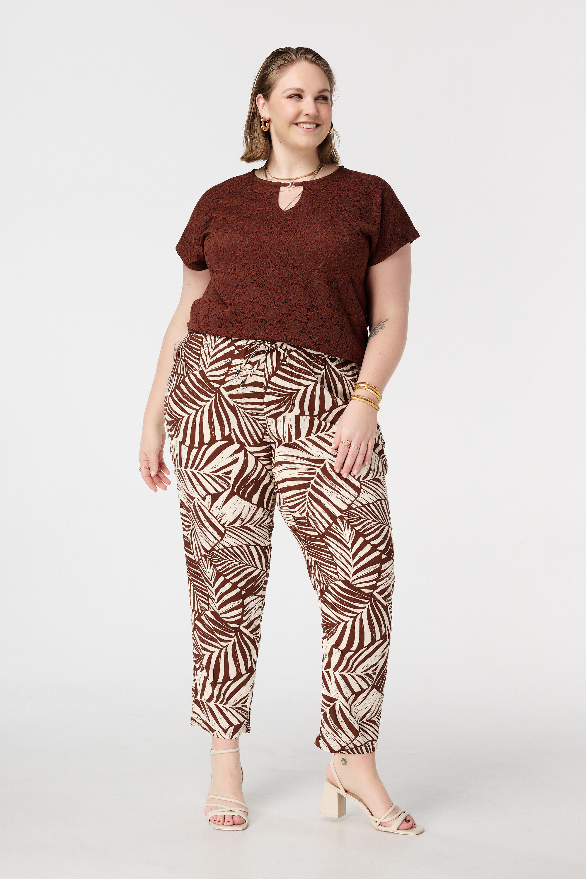 Straight leg broek met print