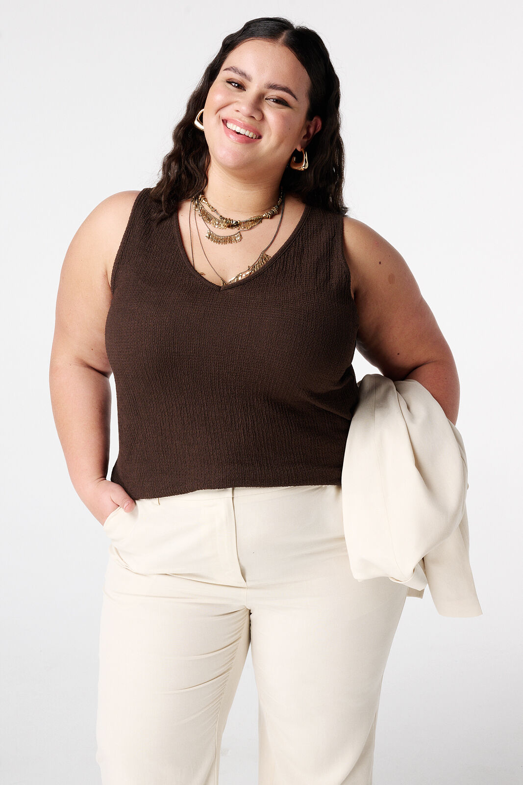 Mouwloze top met structuur