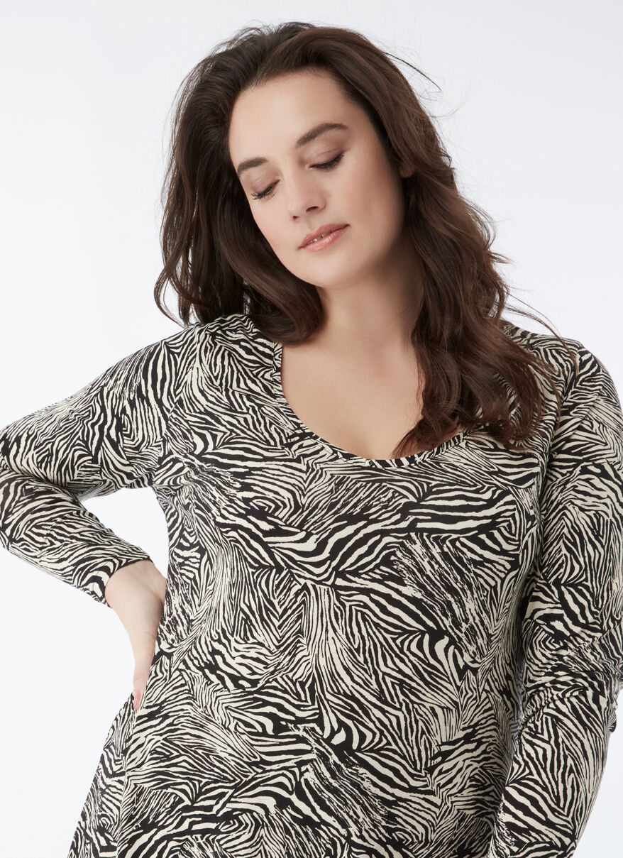 V-hals top met zebra print image number 5