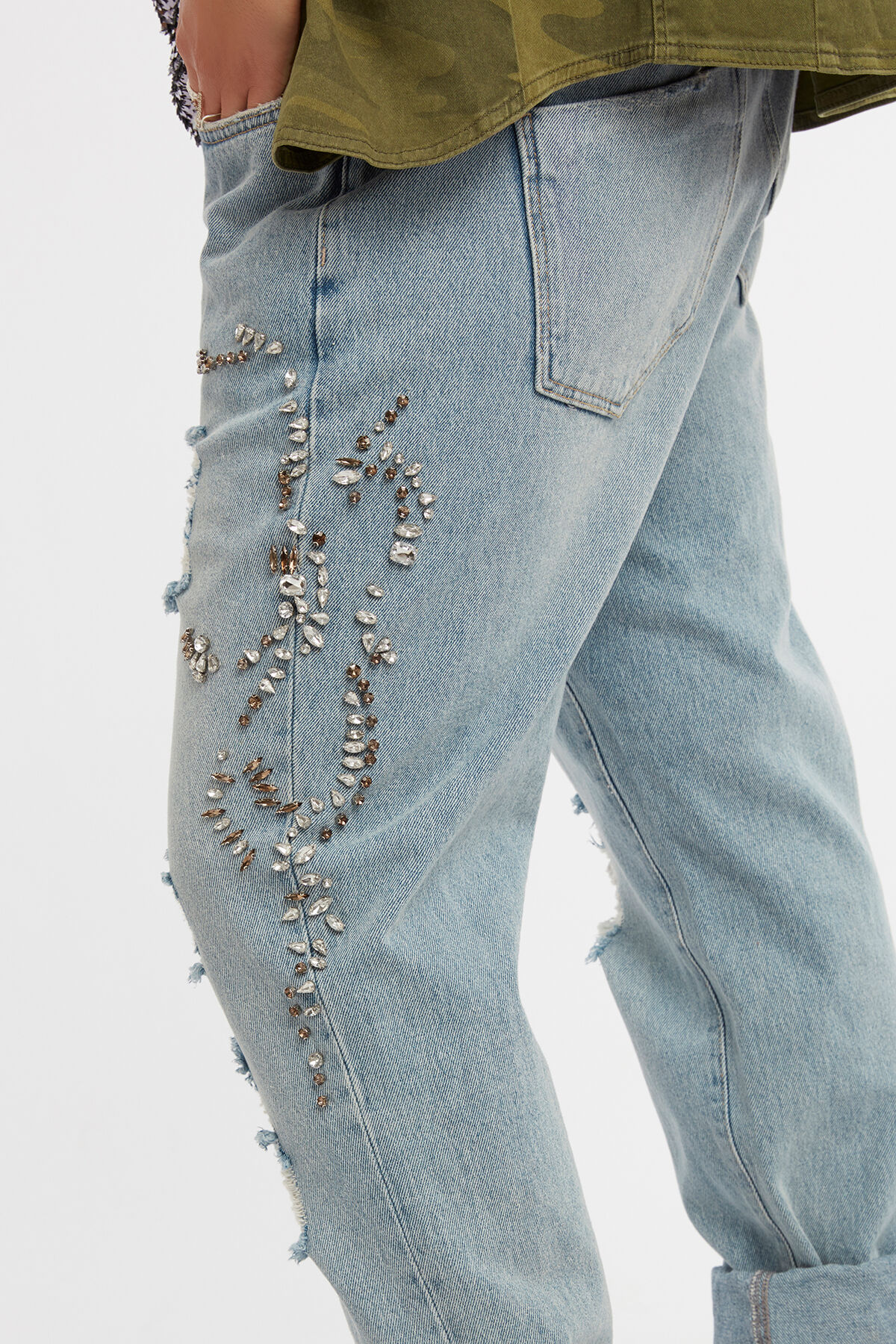 Boyfriend jeans met strass image number 3