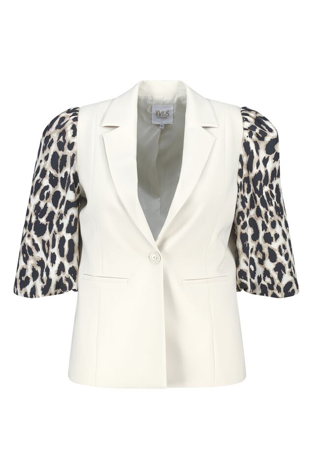 Blazer met panterprint pofmouwen image number 1