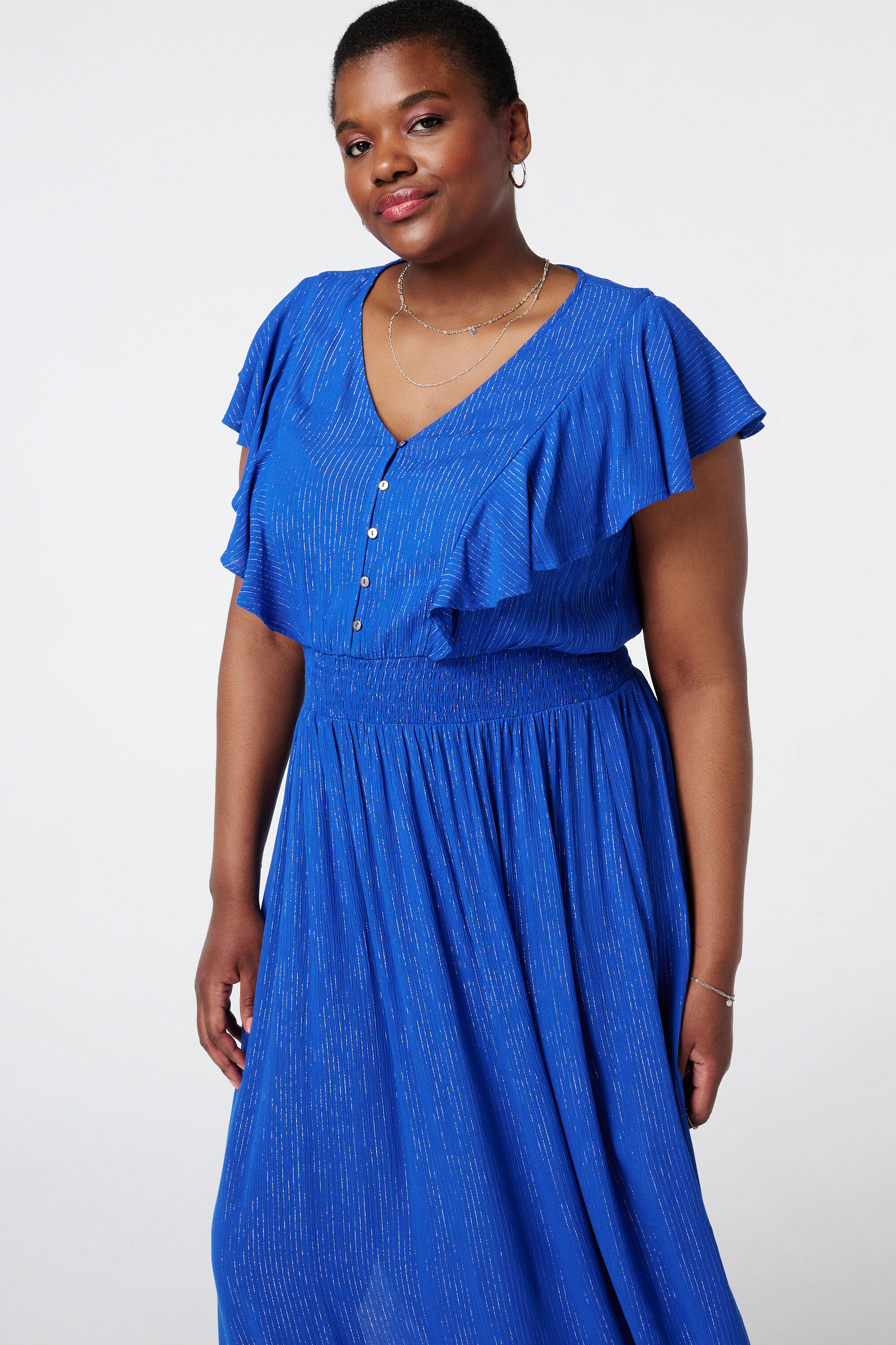 Losvallende jurk met tailleband  image number 5