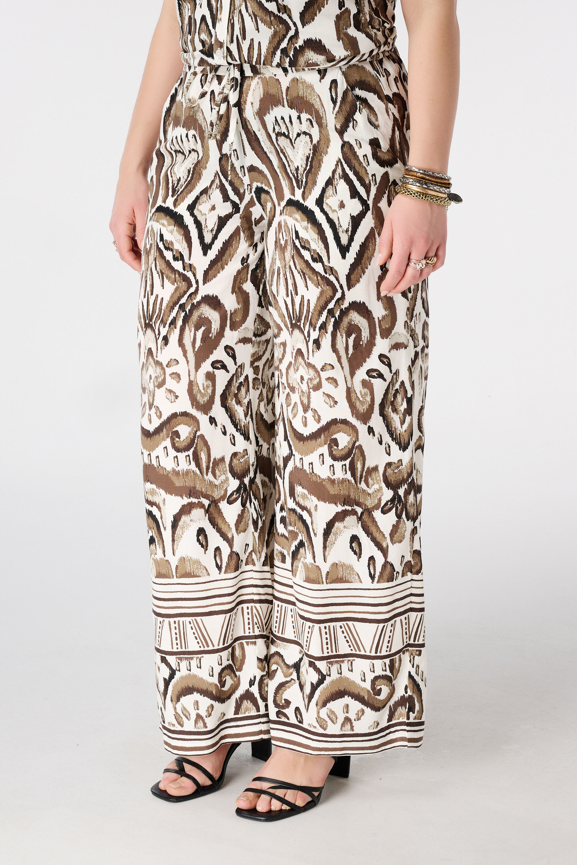 Wide leg broek met print image number 5