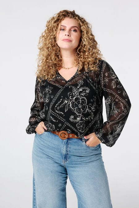 Sheer blouse met print Sheer blouse met print