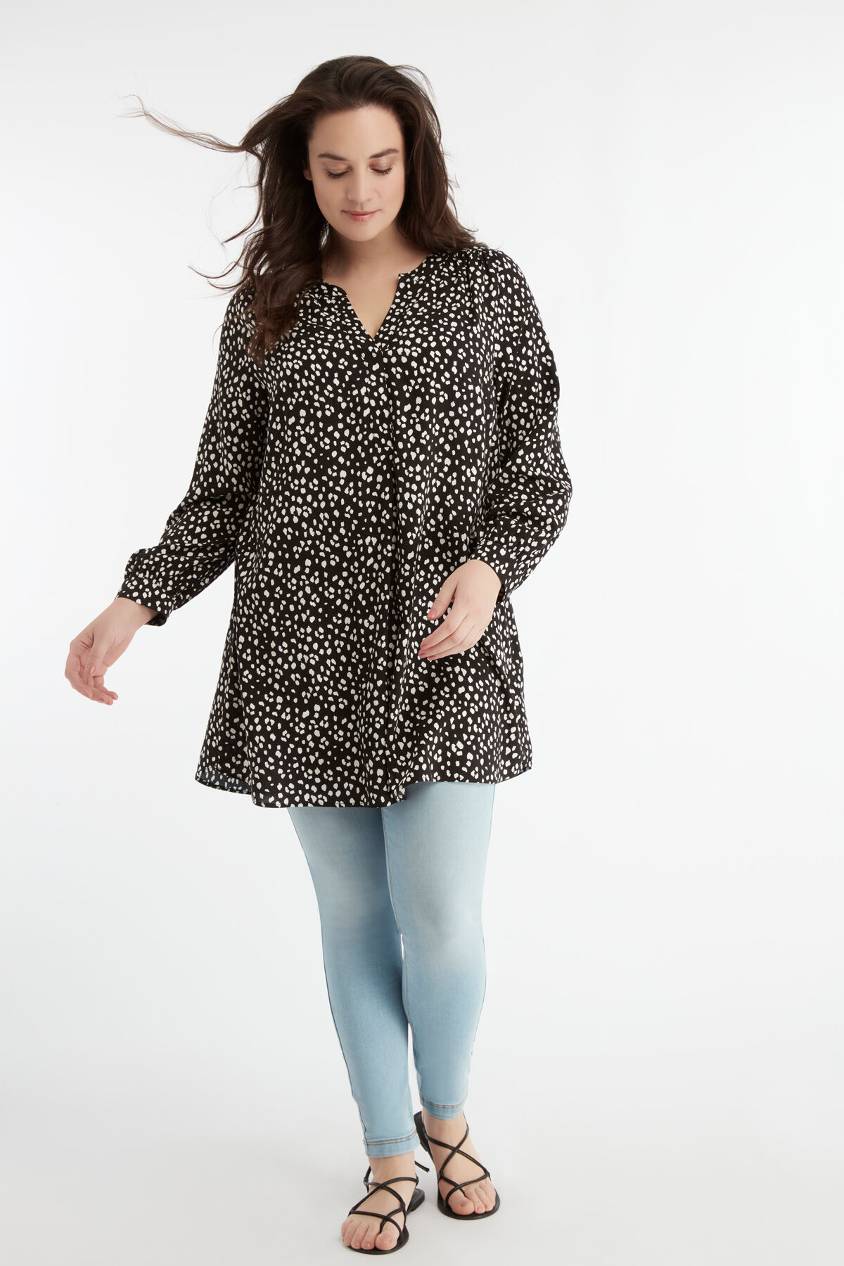 Tuniekblouse met stippenprint image number 3