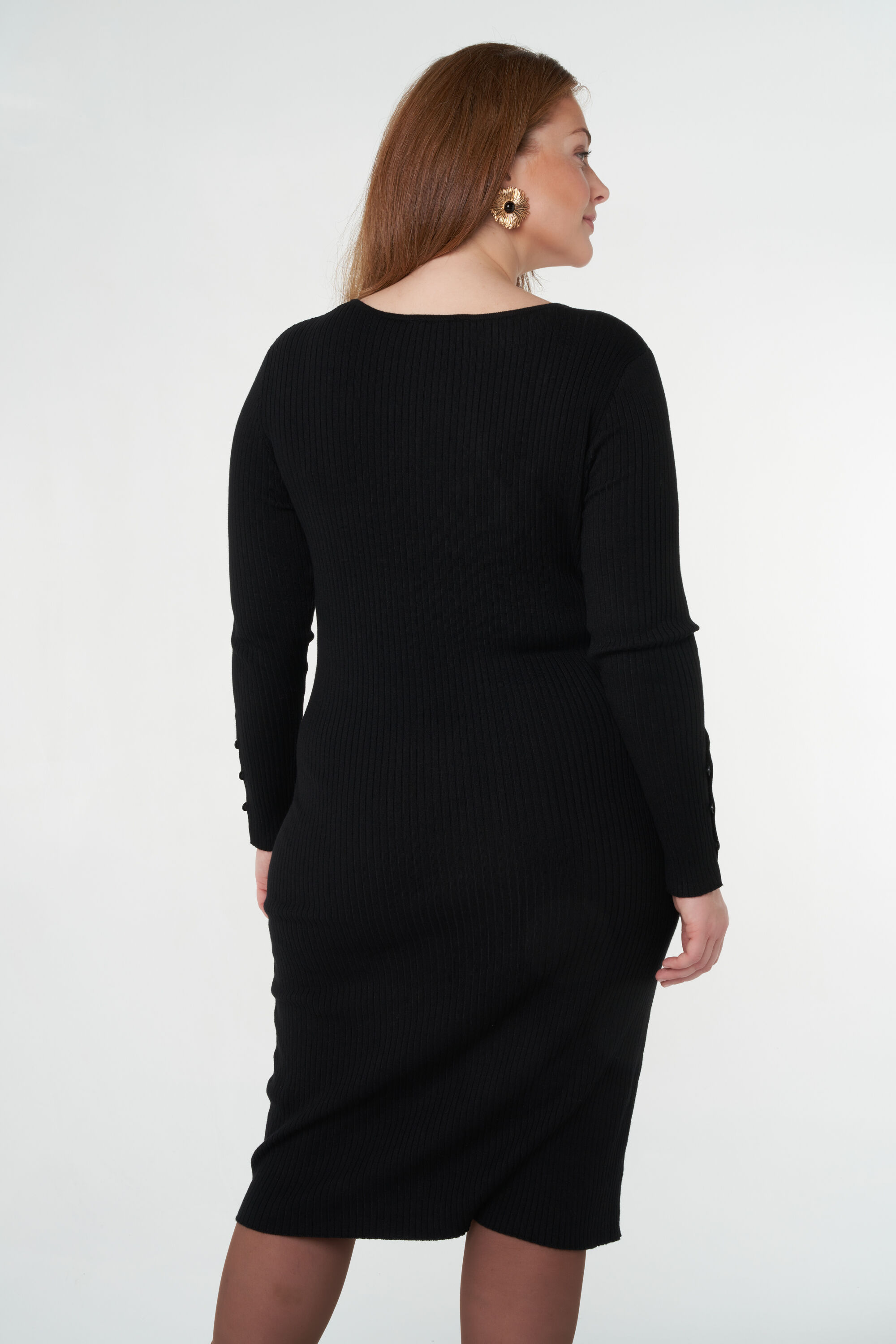 Gebreide rib jurk image number 4