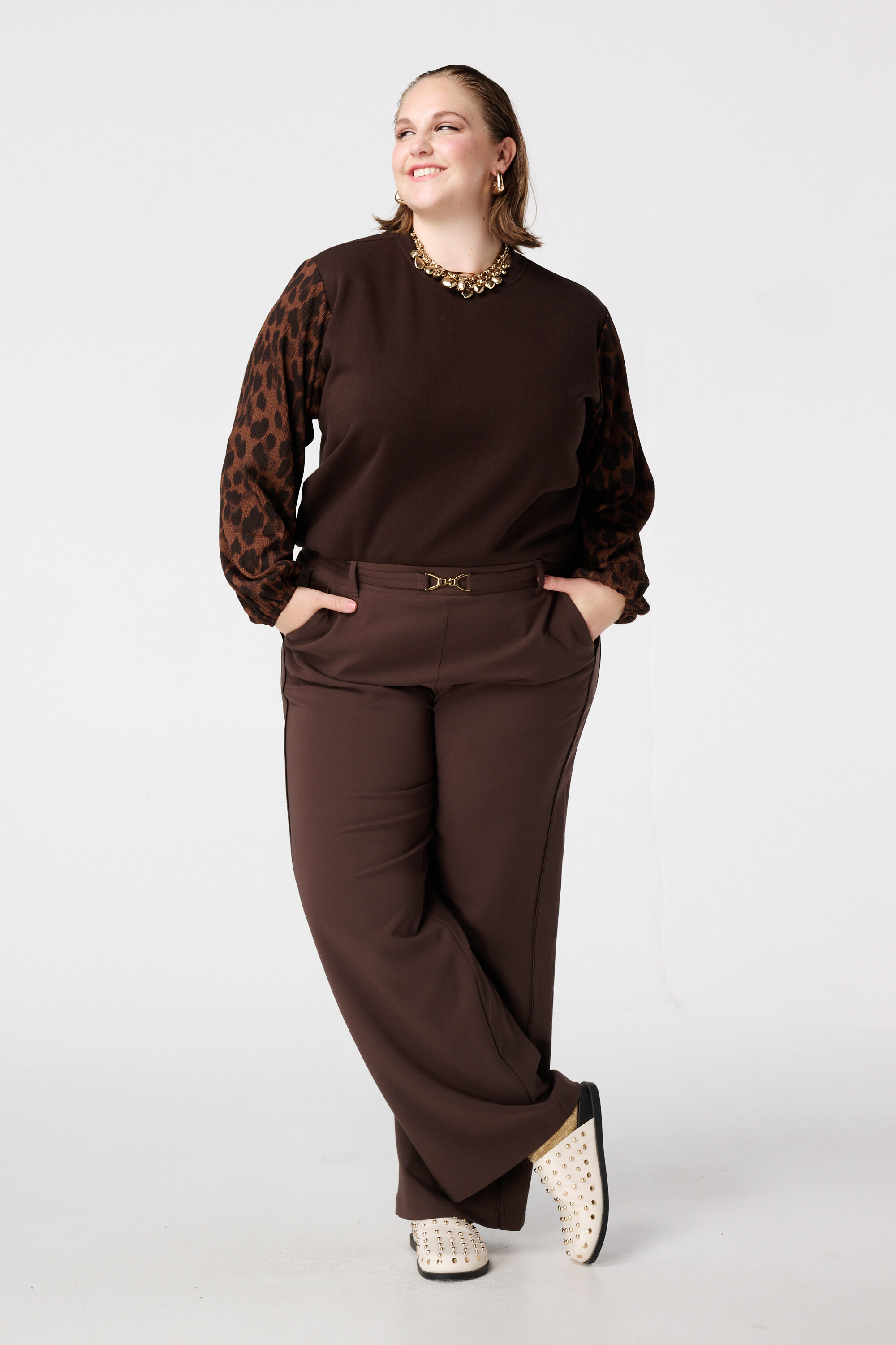 Sweater met ballonmouwen met opdruk image number 5