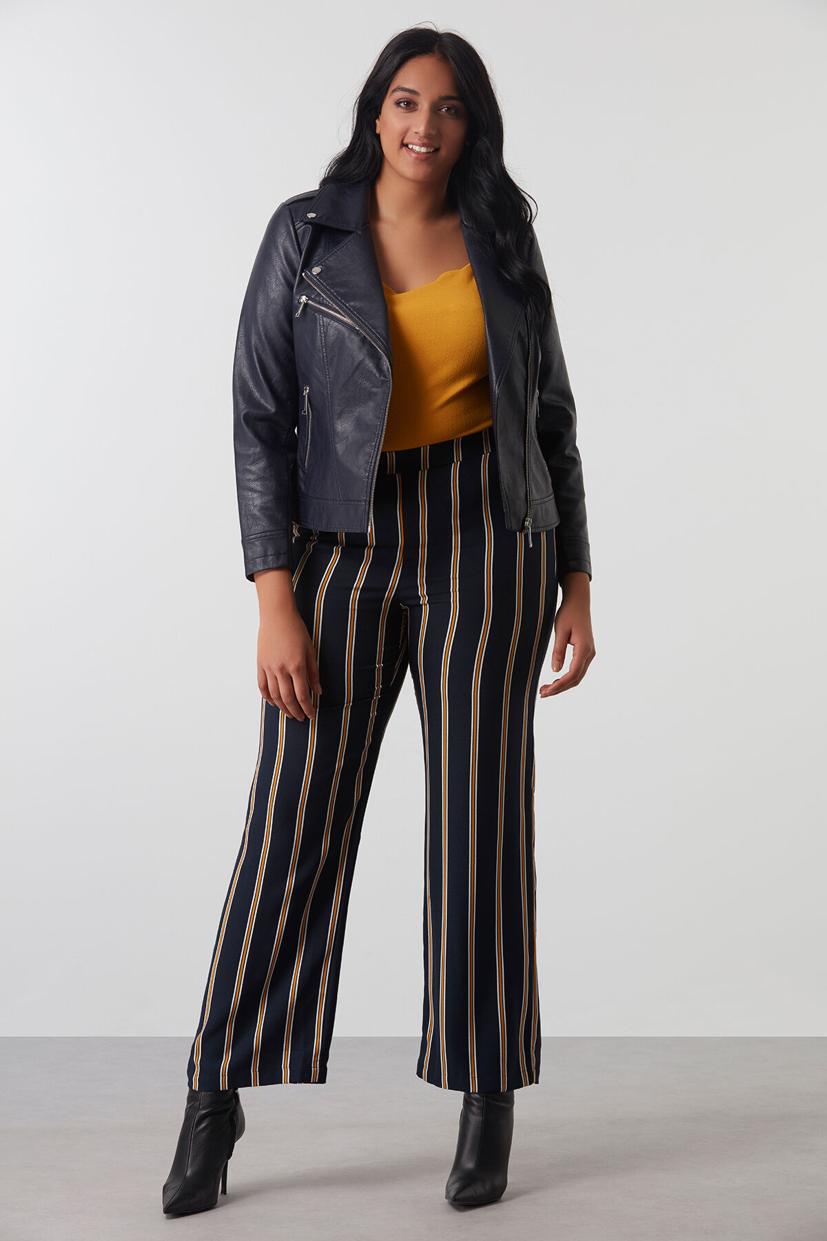 Gestreepte wijde broek image number 5