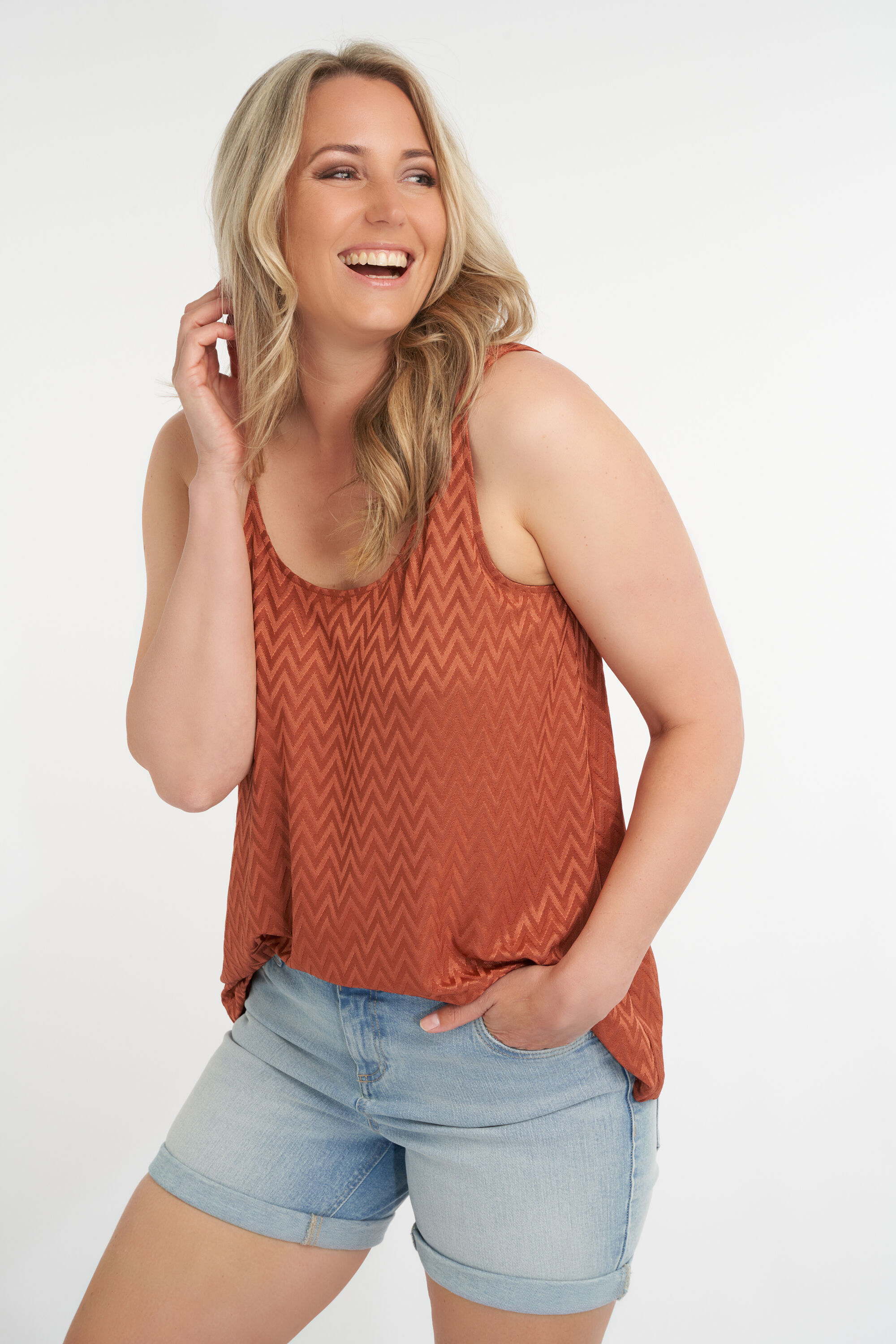 Mouwloze top met print