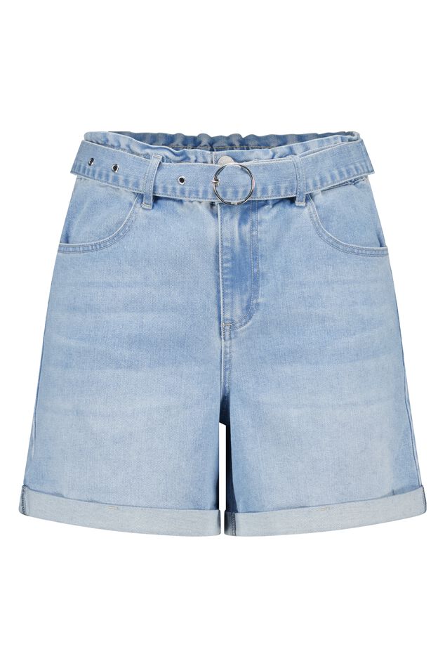 Denim shorts met ceintuur image number 1