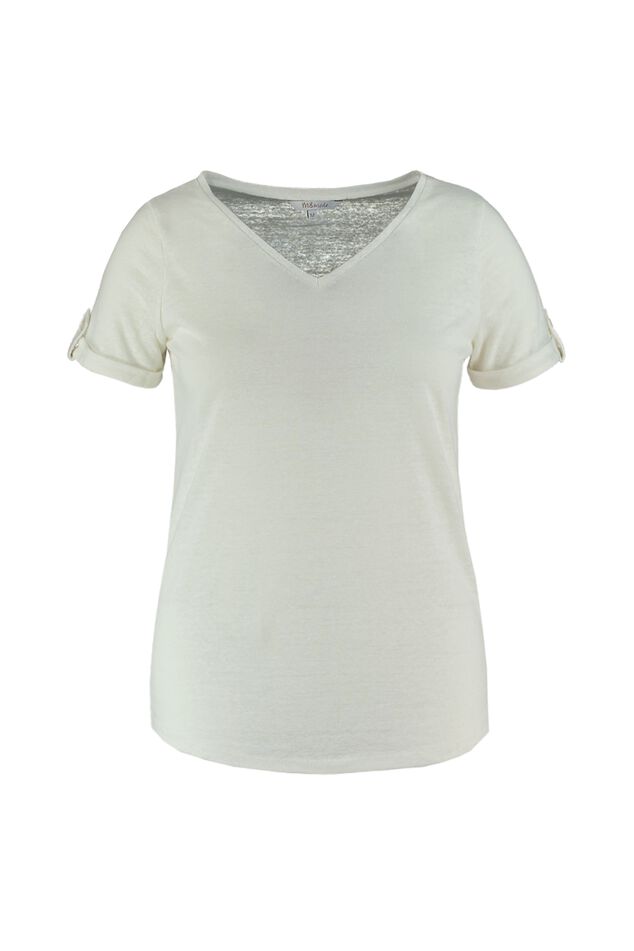 Linnen T-shirt met V-hals  image number 1