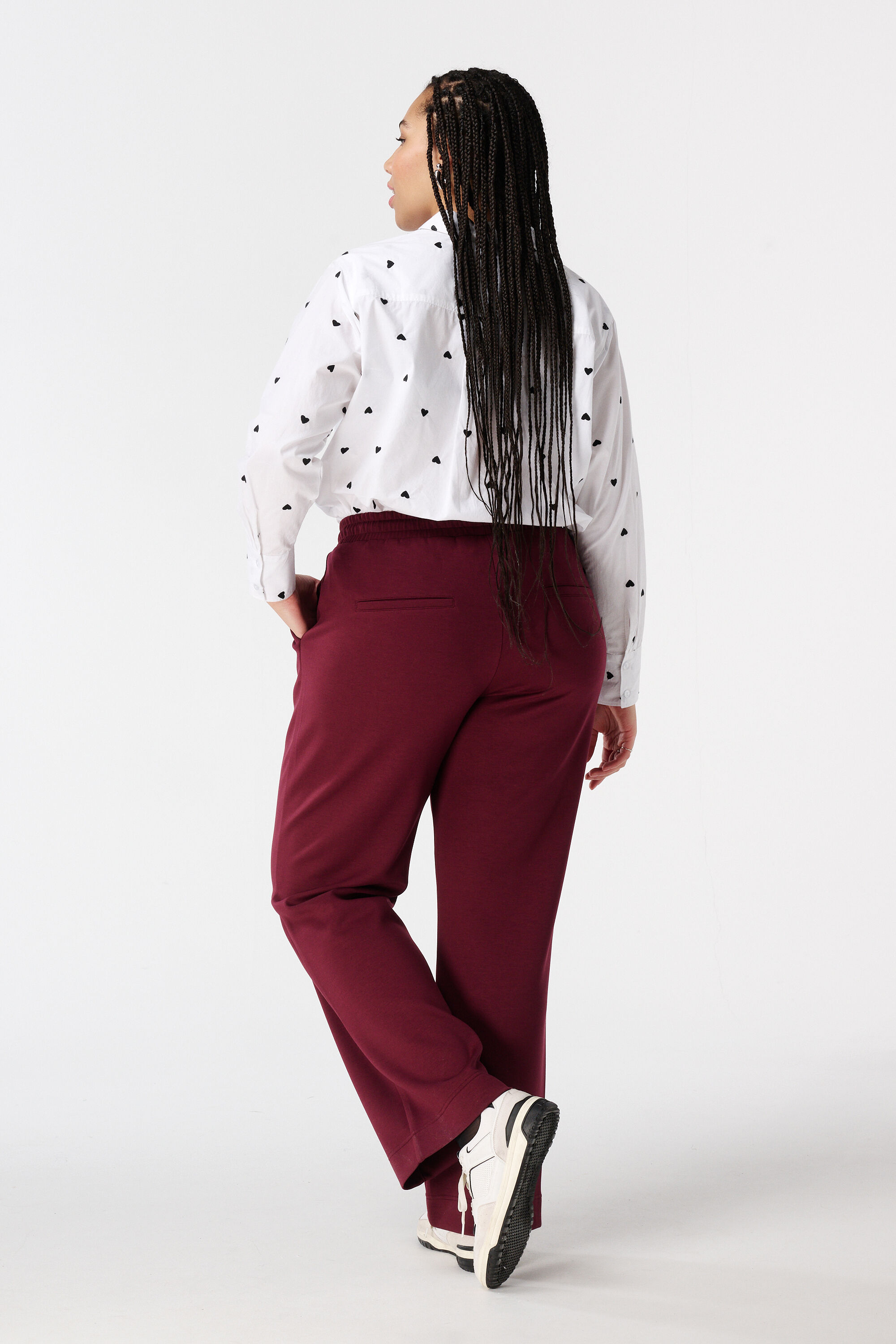 Broek met elastische taille en siernaad image number 3