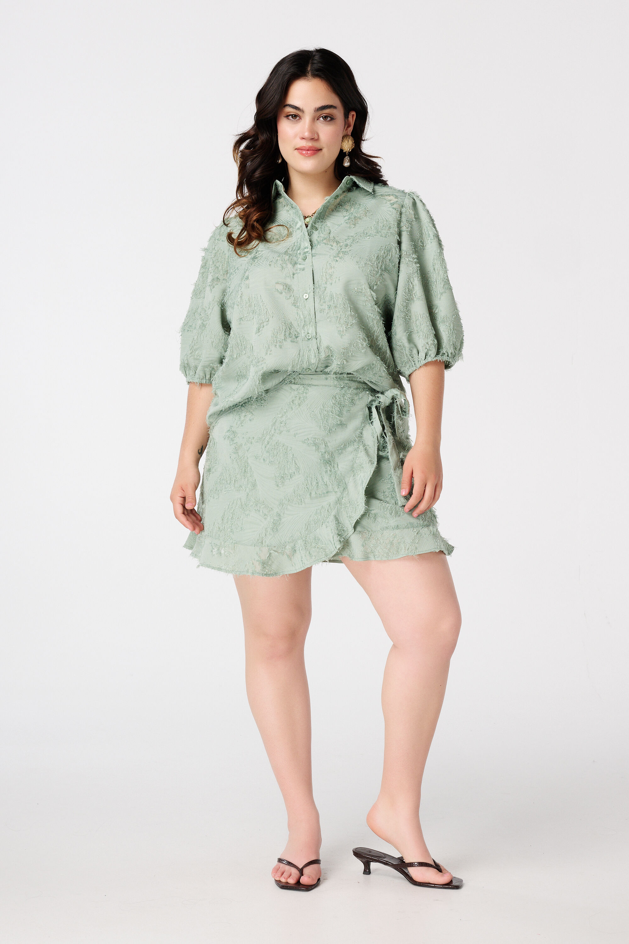 Blouse met structuur en ballonmouwen image number 5