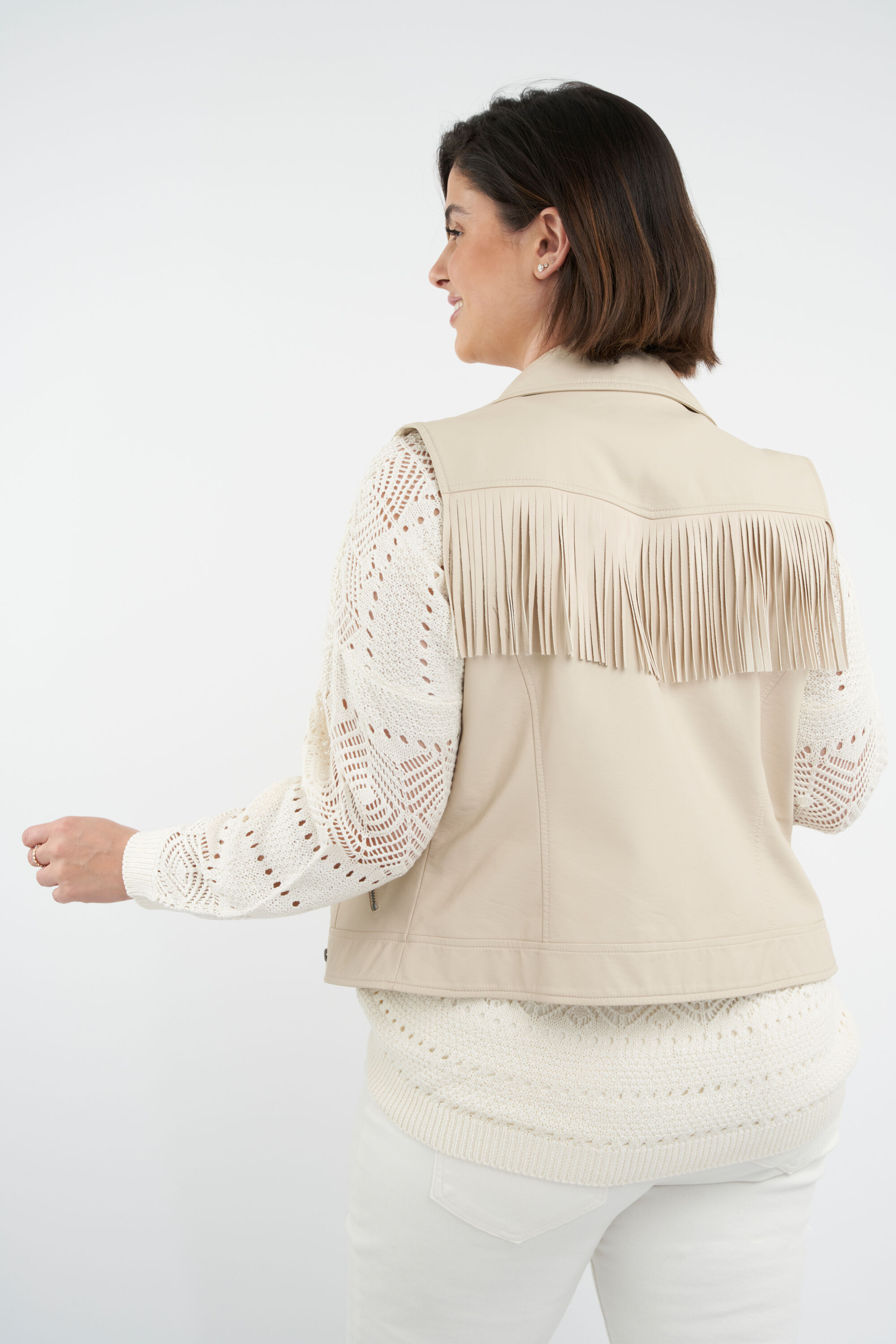 Imitatieleren gilet met franjes image number 3