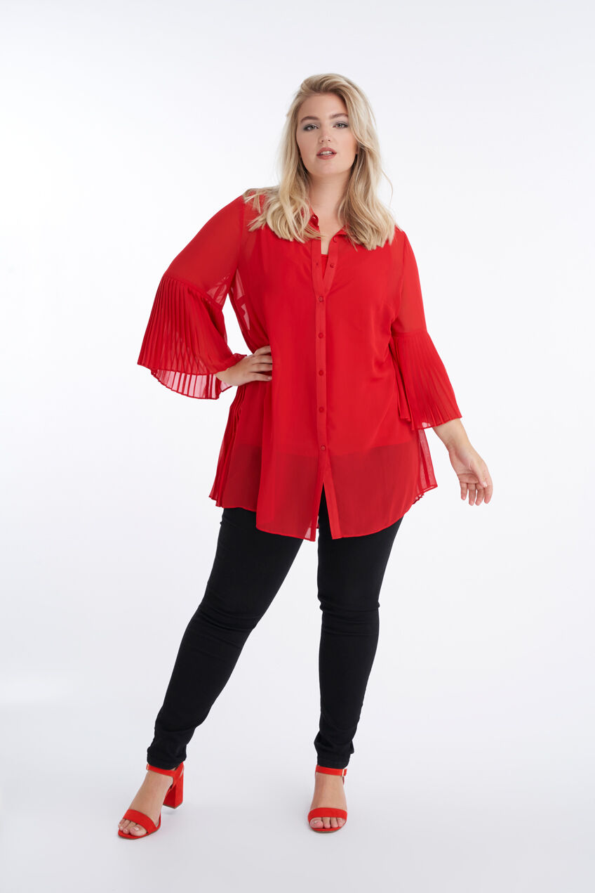 Lange blouse met trompetmouw image number 6