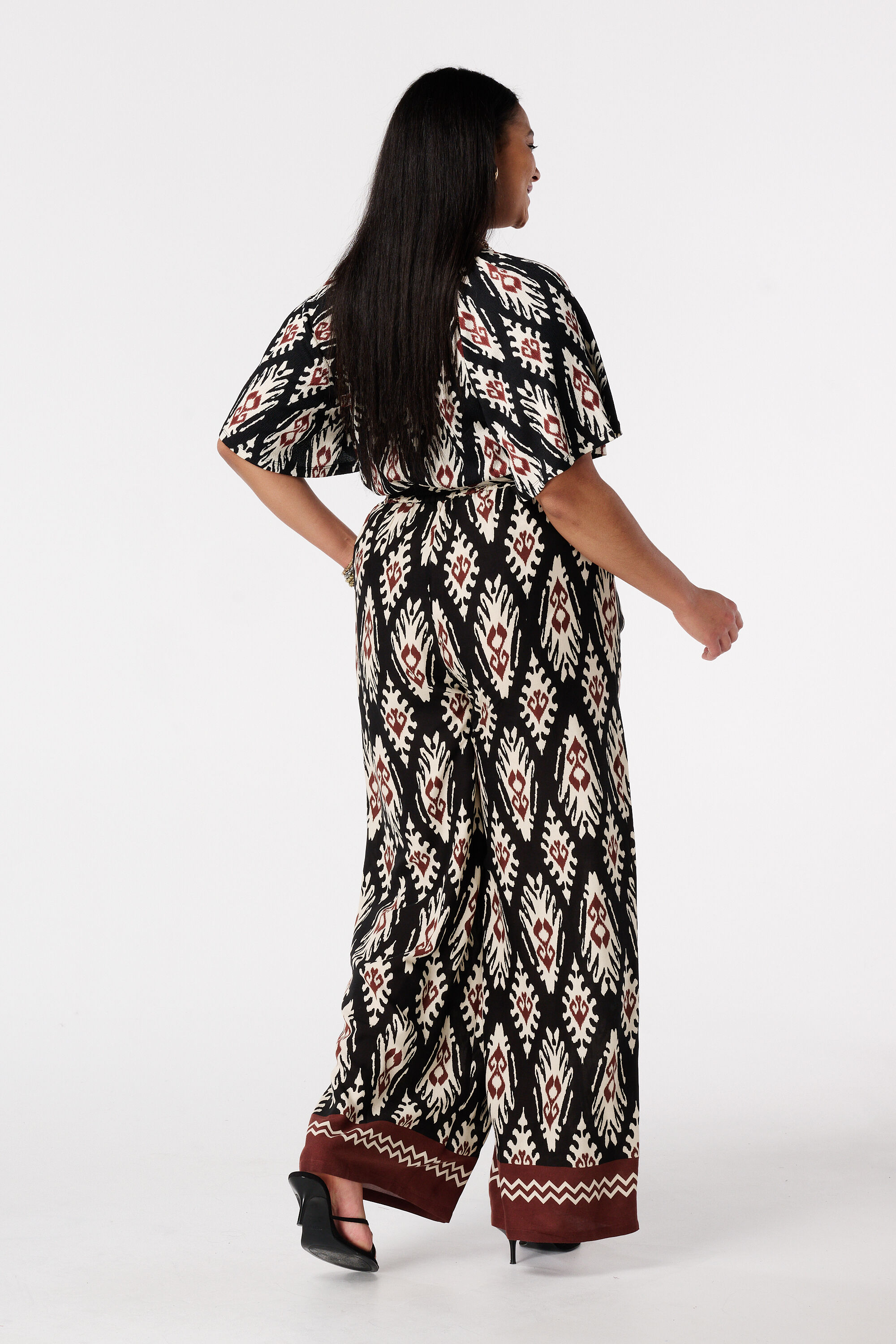 Wide leg broek met print image number 3