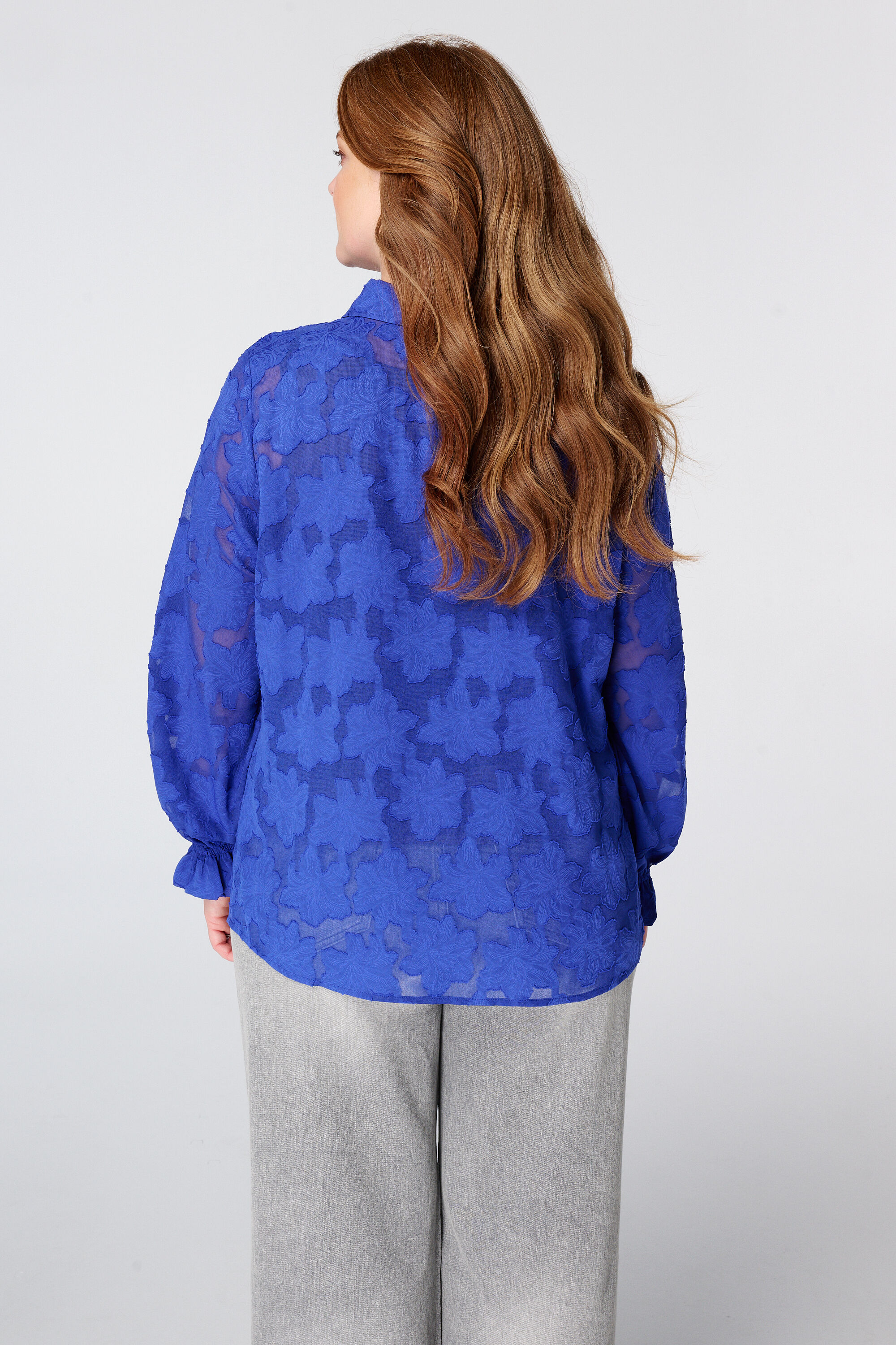 Sheer blouse met bloemen structuur image number 3