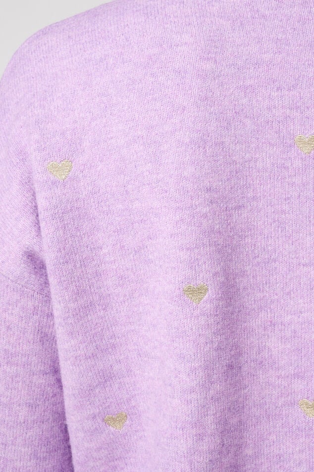 Fijn gebreide trui met geborduurde hartjes image number 6