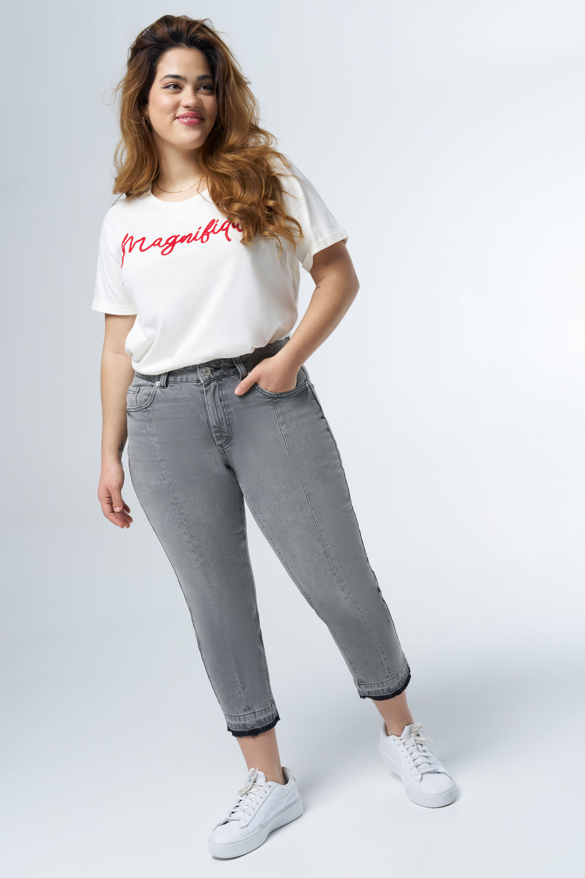 Tweekleurige straight leg jeans image number 5