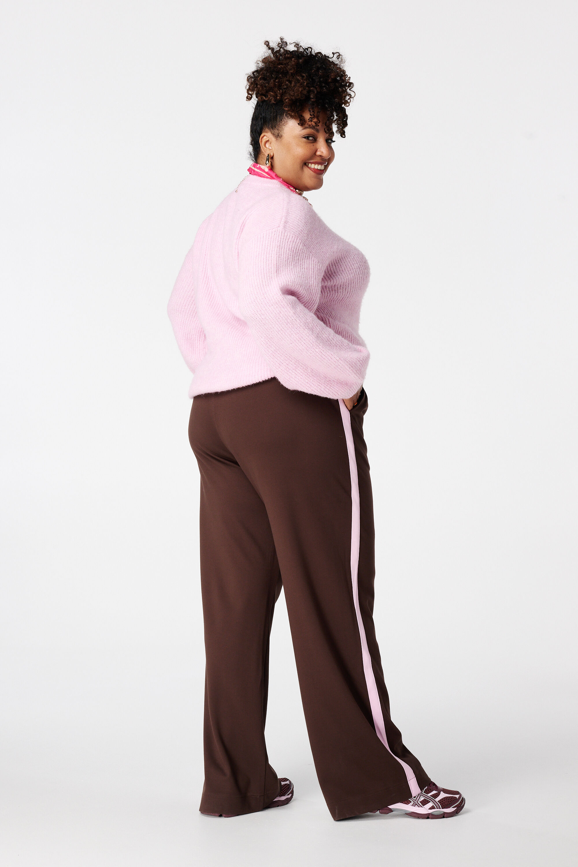 Pantalon met roze zijstreep image number 3