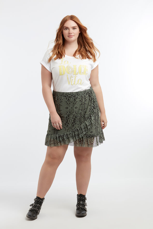 Rokje met animalprint en volant image number 0