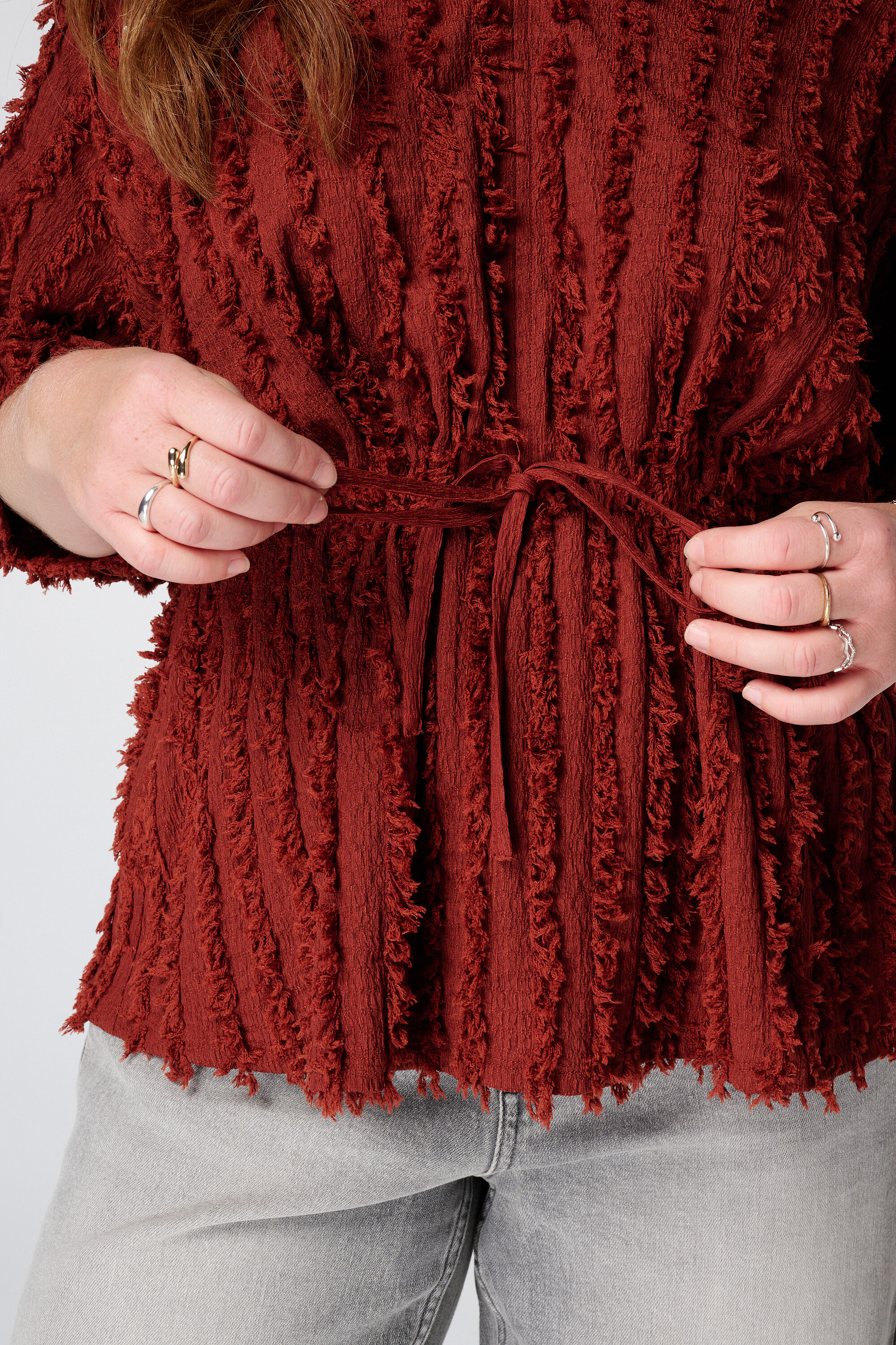 Harige top met drawstring image number 6