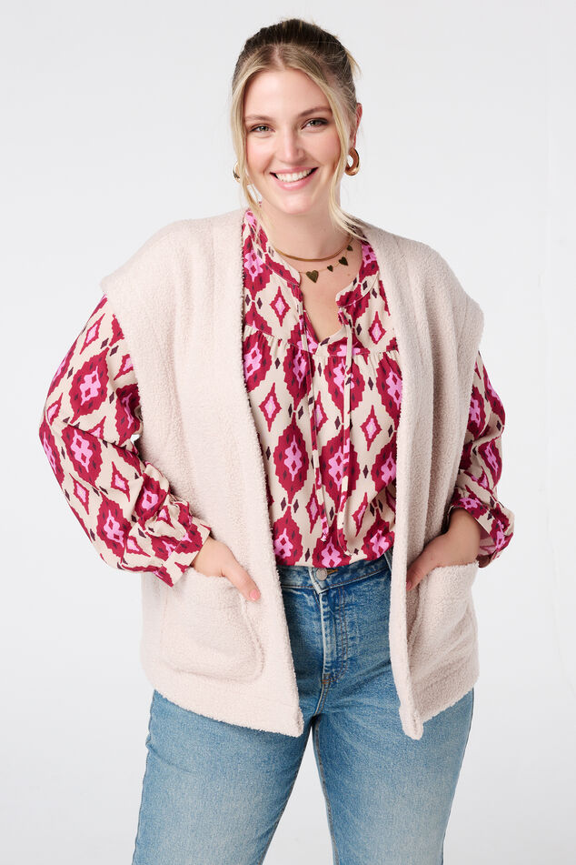 Blouse met print en klosjes image number 0